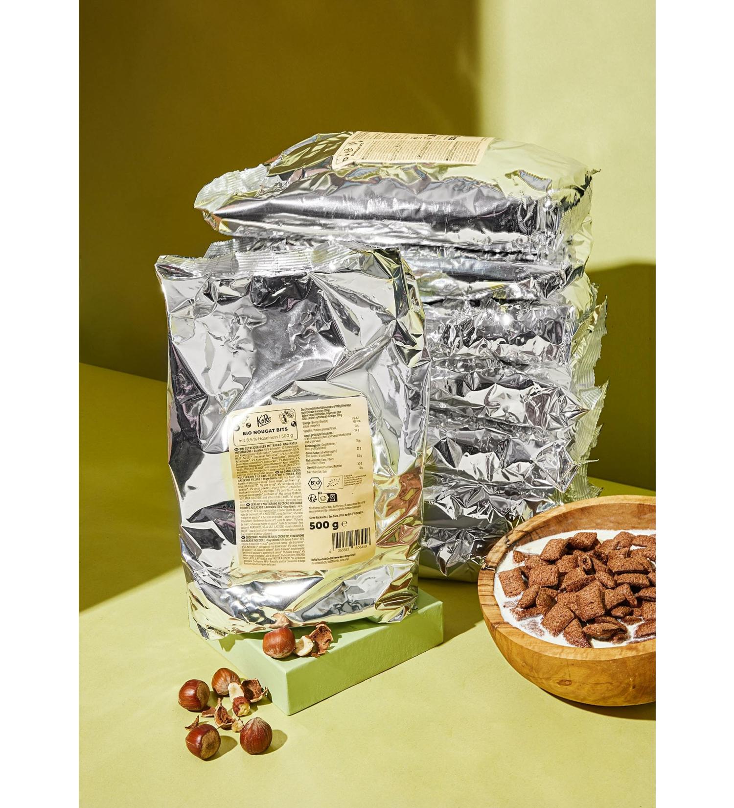  KoRo KoRo - Organic Nougat Pieces with Hazelnuts 8 x 500g - Vegan - Filled with cocoa and hazelnuts - As a breakfast topping or snack - Buy Online on GoSupps.com