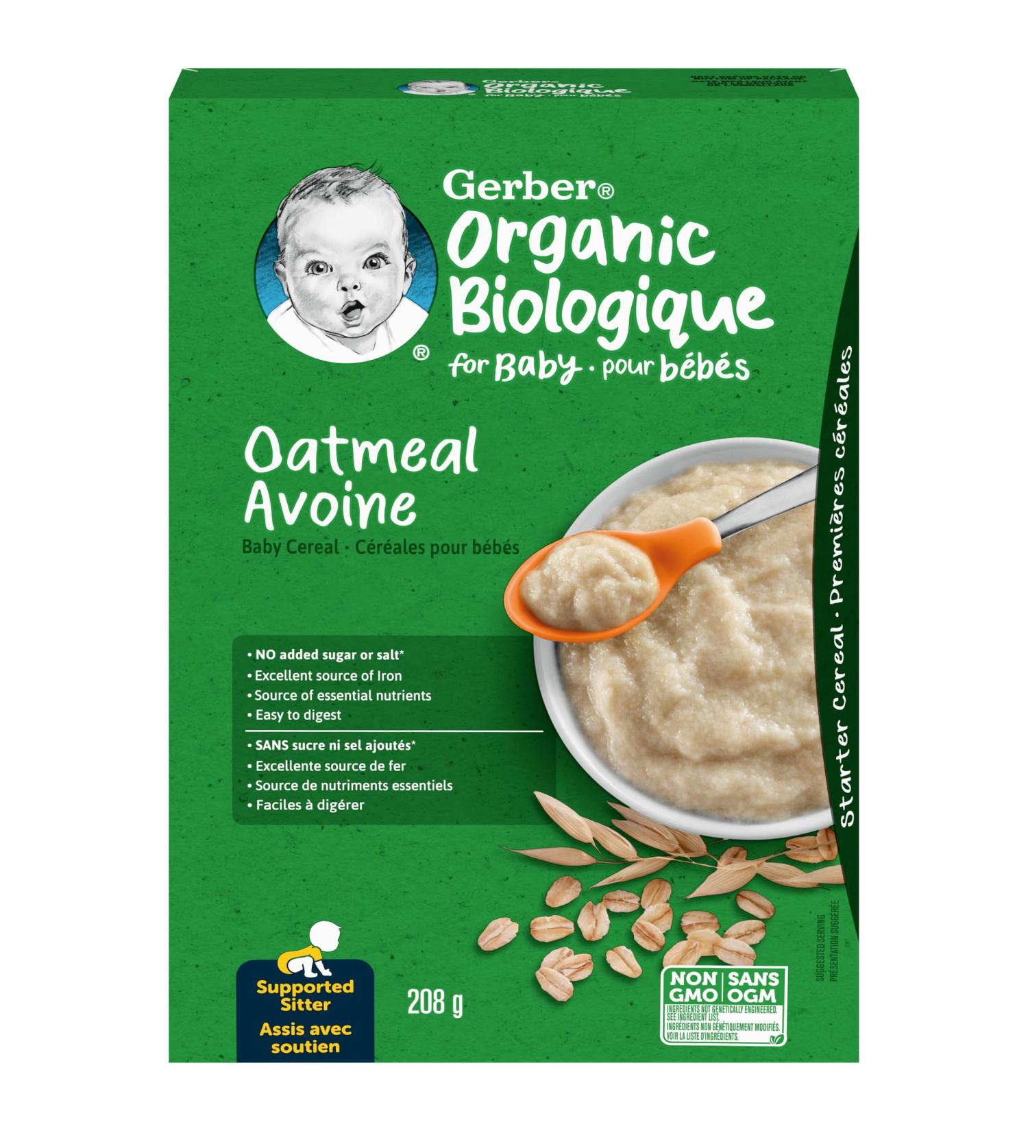 GERBER Organic Baby Cereal Oatmeal 208 g - Buy Online on GoSupps.com
