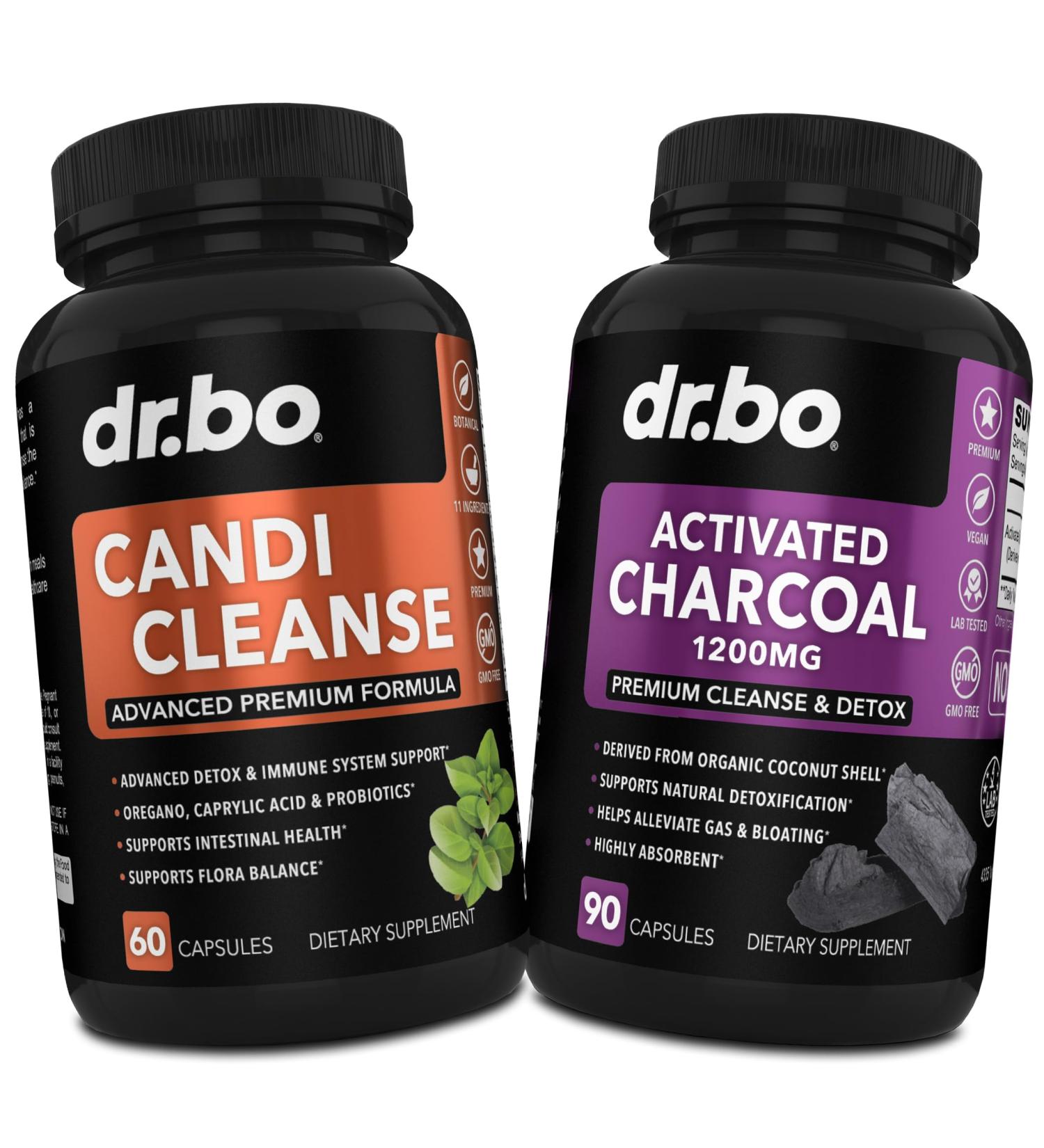 Activated Charcoal & Candi Cleanse Support - Organic Coconut Charcoal Pills & Anti Overgrowth Pills for Stomach Gas and Bloating for Men Women Kids - Oral Herbal Oregano & Caprylic Acid Capsules - Buy Online on GoSupps.com