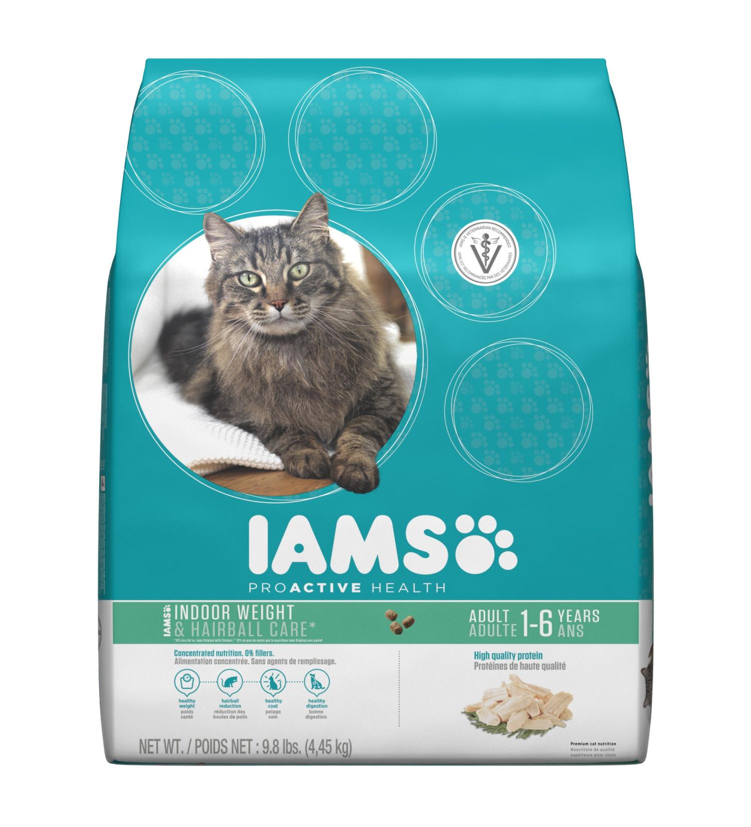 Iams Proactive Health Adult Indoor Weight and Hairball Care Premium Cat Food 9.8-Pound - Buy Online on GoSupps.com