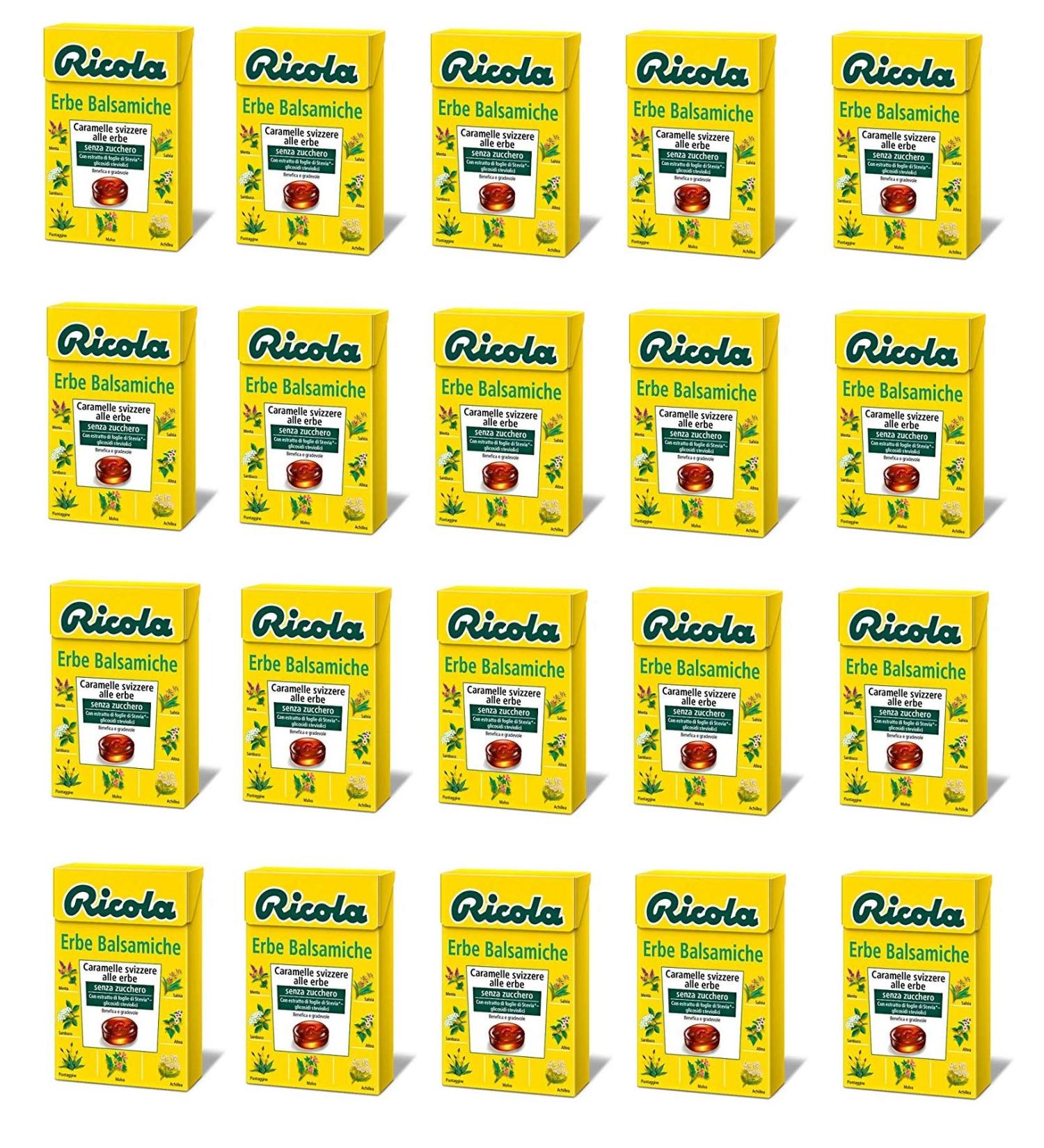 Ricola Erbe Lot de 20 bonbons durs Balsamiche 13 herbes sans sucre 50 g