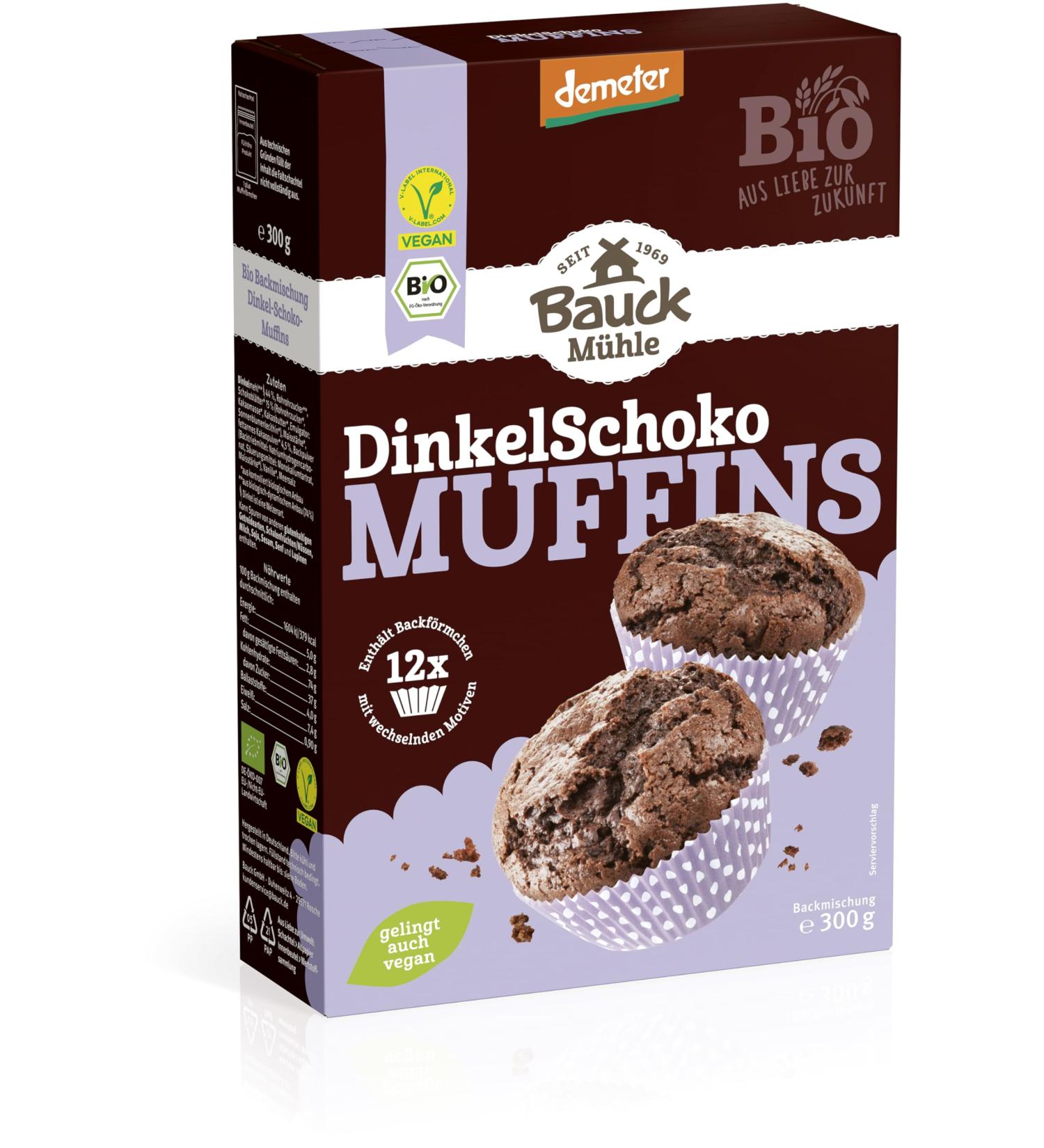 Bauckhof Organic Spelt Muffins Chocolate Demeter (2 x 300 gr) 300 g (pack of 2)
