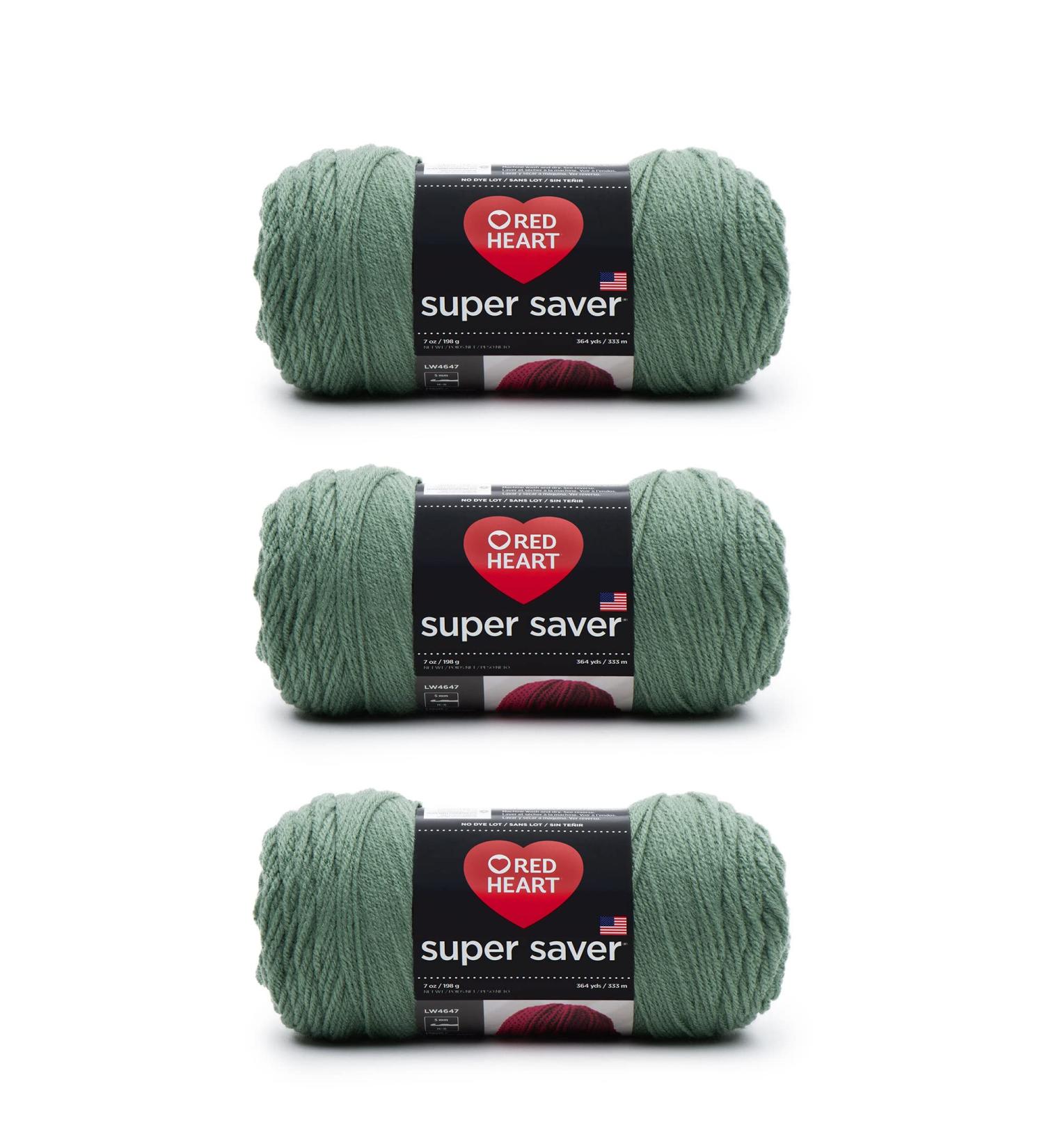 Red Heart Super Saver Light Sage Yarn - 3 Pack, 198g/7oz, Acrylic, 4 Medium, 364 Yards - Knitting/Crochet Solid Color - Buy Online on GoSupps.com