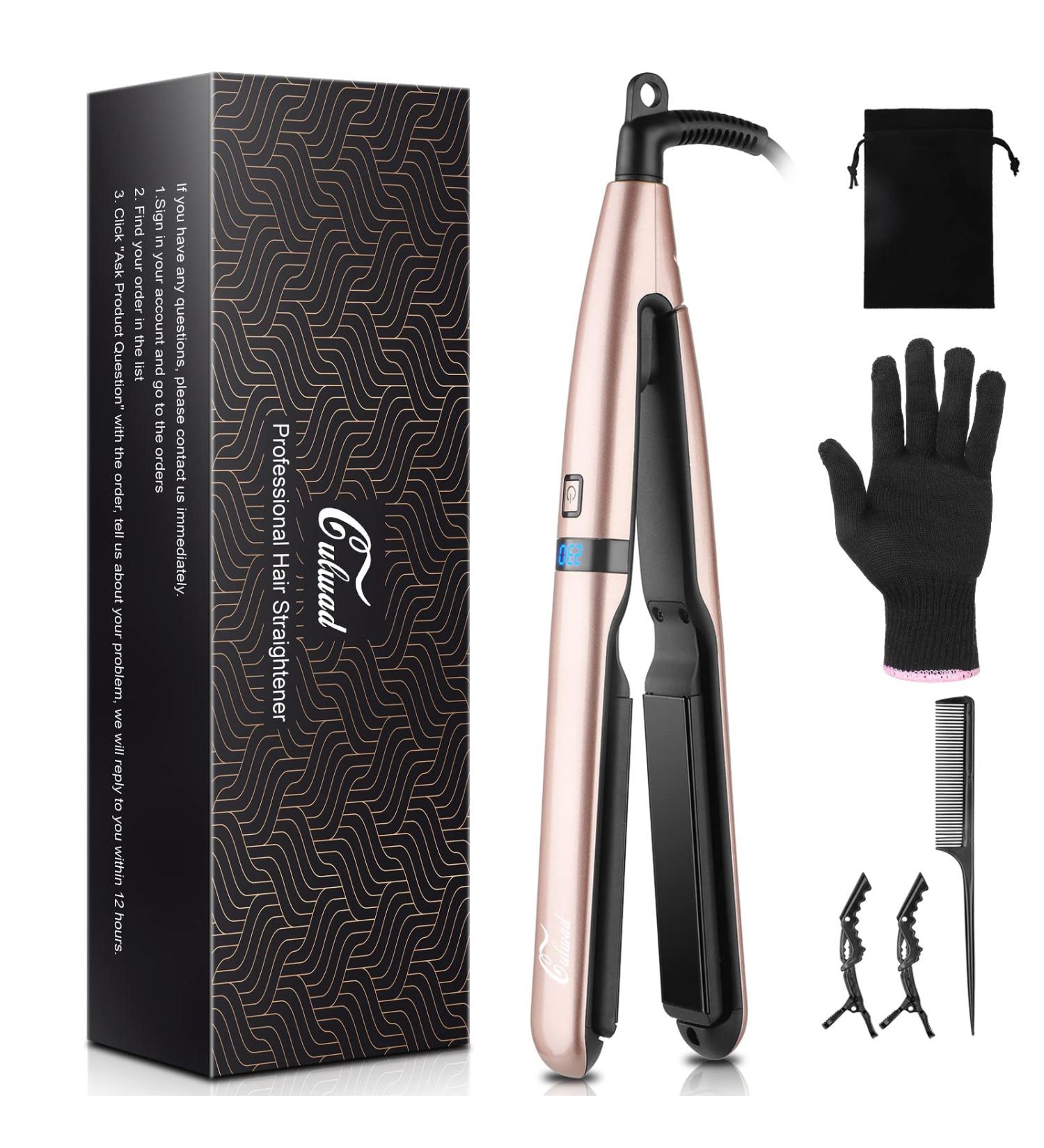 Culwad Smooth Iron Hair Straightener - 25mm Ceramic Plate Digital Display Dual Voltage Automatic Shut-Off - Rose Gold - Buy Online on GoSupps.com