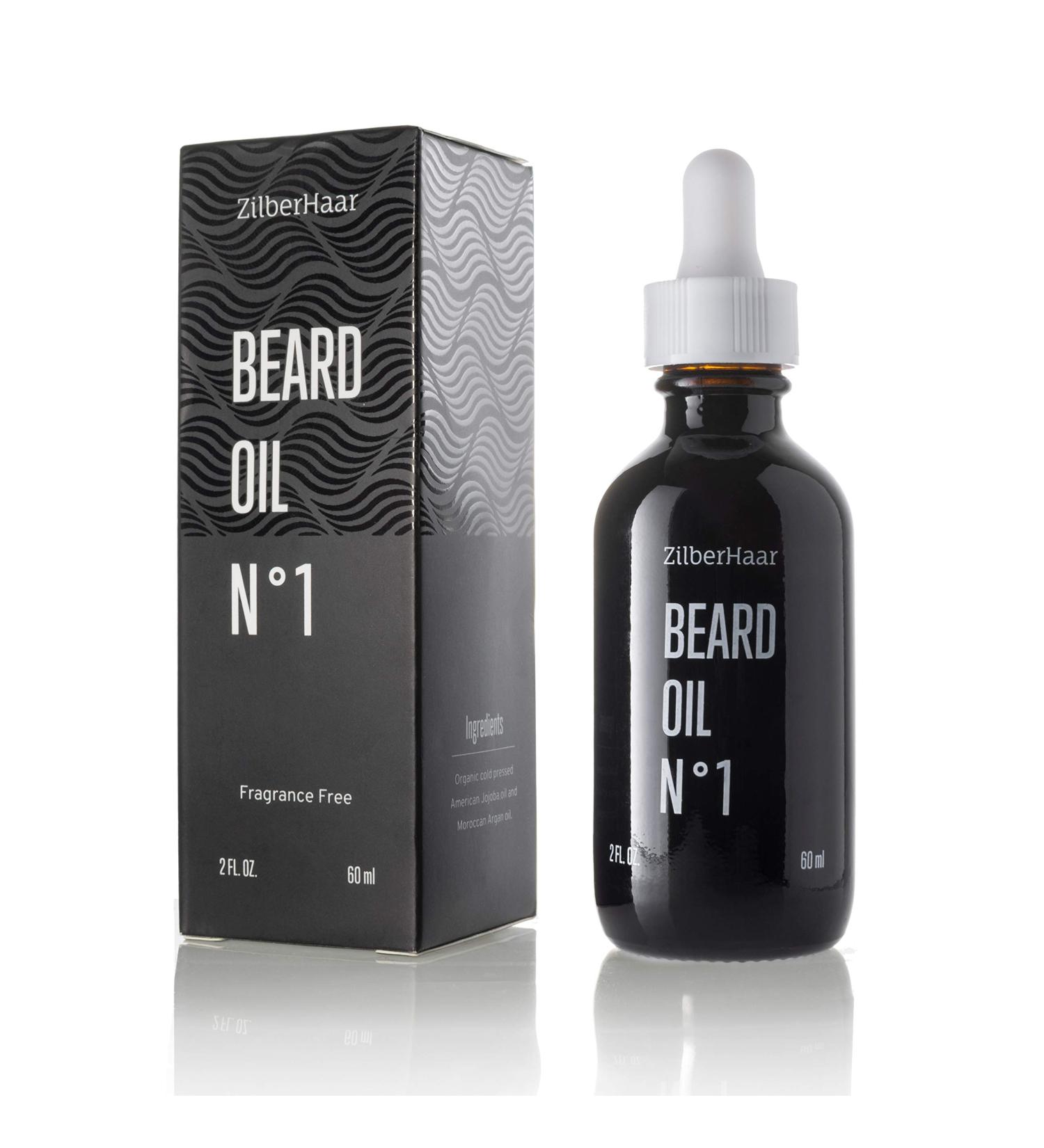 ZilberHaar Beard Oil N1 - Pure Organic Moroccan Jojoba & Argan Oil - 2 oz - Natural Beard Growth & Hydration - Buy Online on GoSupps.com