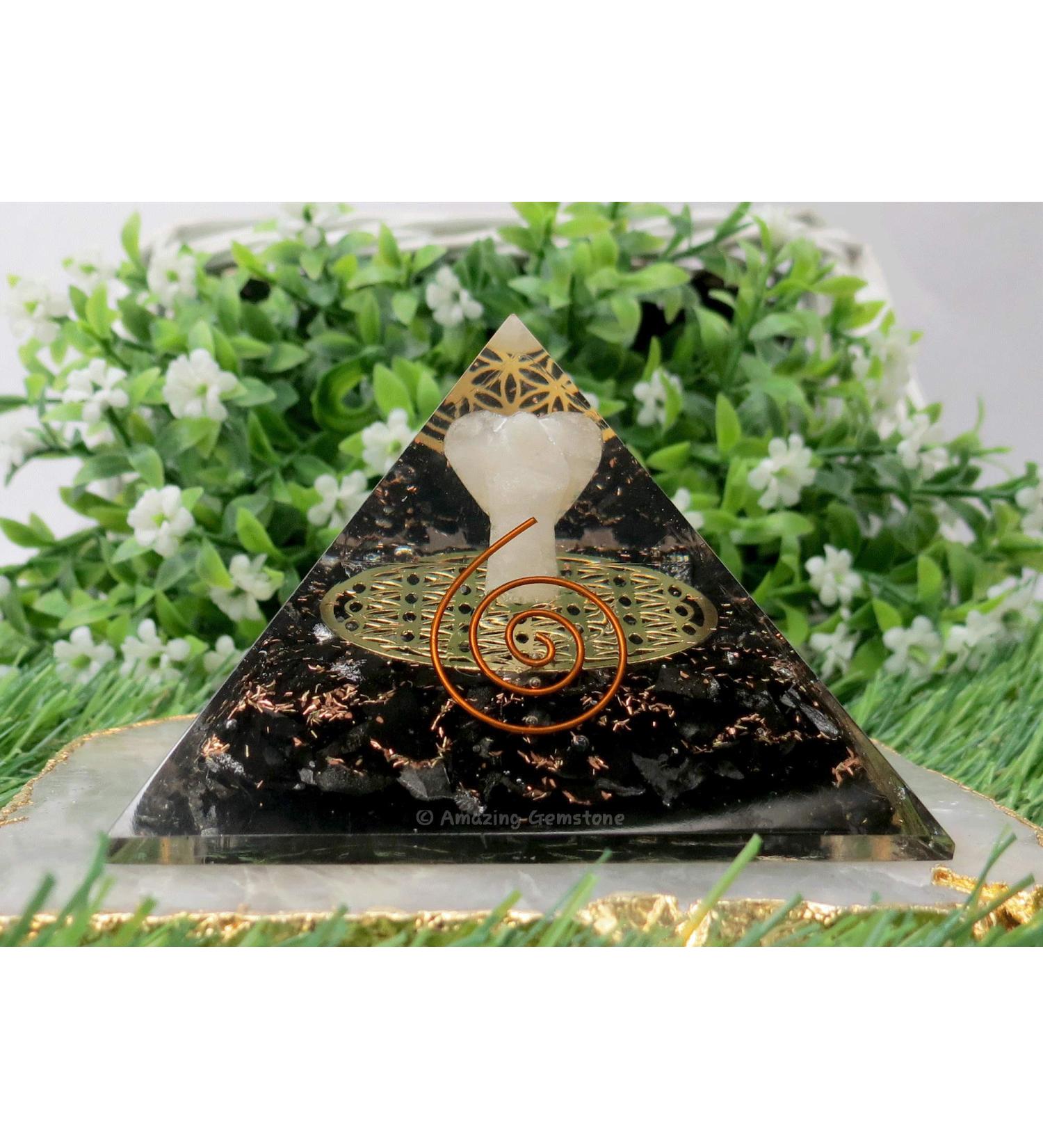 Large Orgonite Pyramid | Shungite Crystal Pyramid | Flower of Life Angel Orgone | Positive Energy Healing Pyramids - Buy Online on GoSupps.com