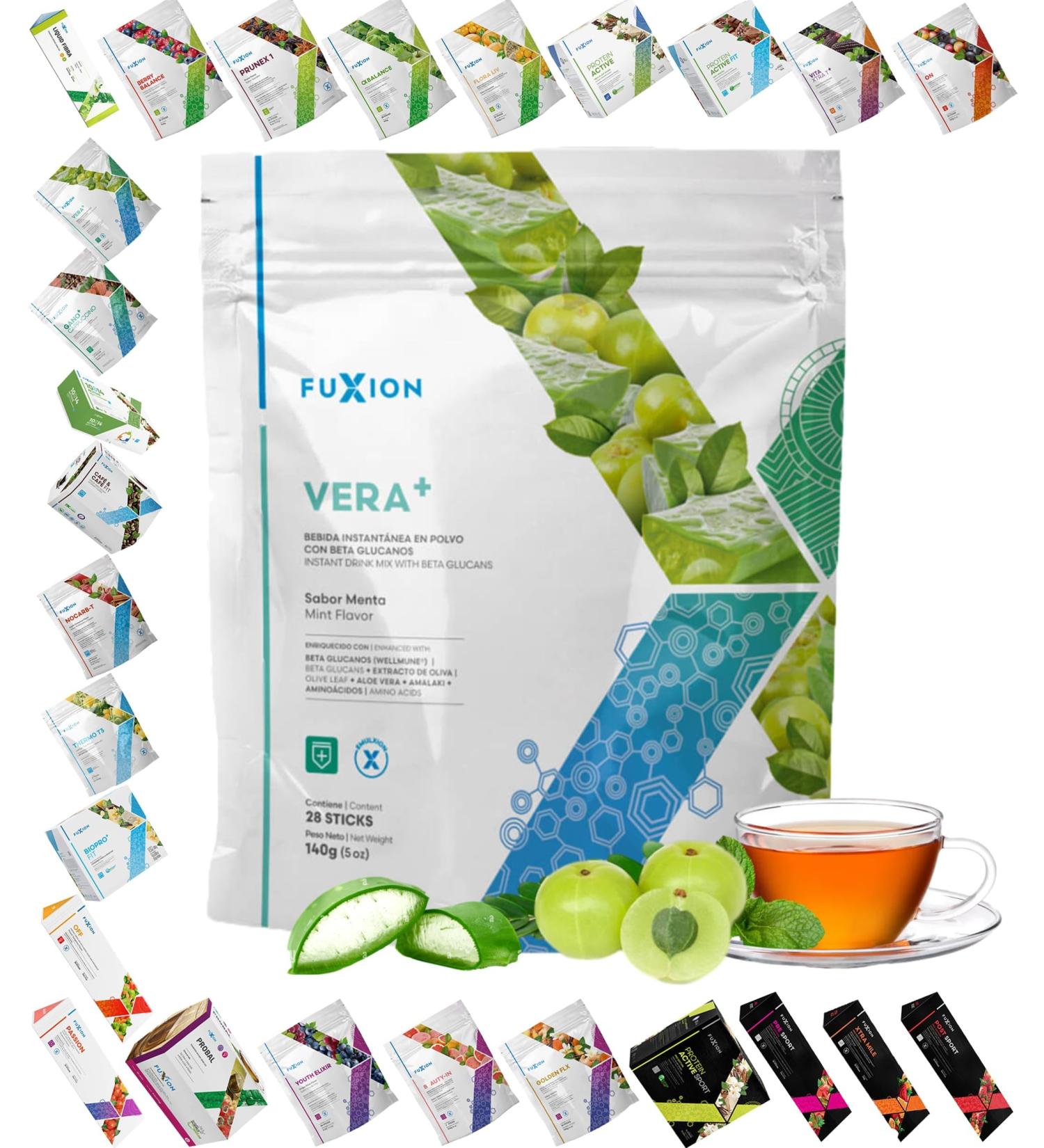 unionaren Fuxion Vera+ Herbal Mint Tea w. Natural Ingredients Aloe Vera Extract Vitamin C-Maintain a Strong Immune System Increases Resistance to Seasonal -1 Pouch of 28 Sticks - Buy Online on GoSupps.com