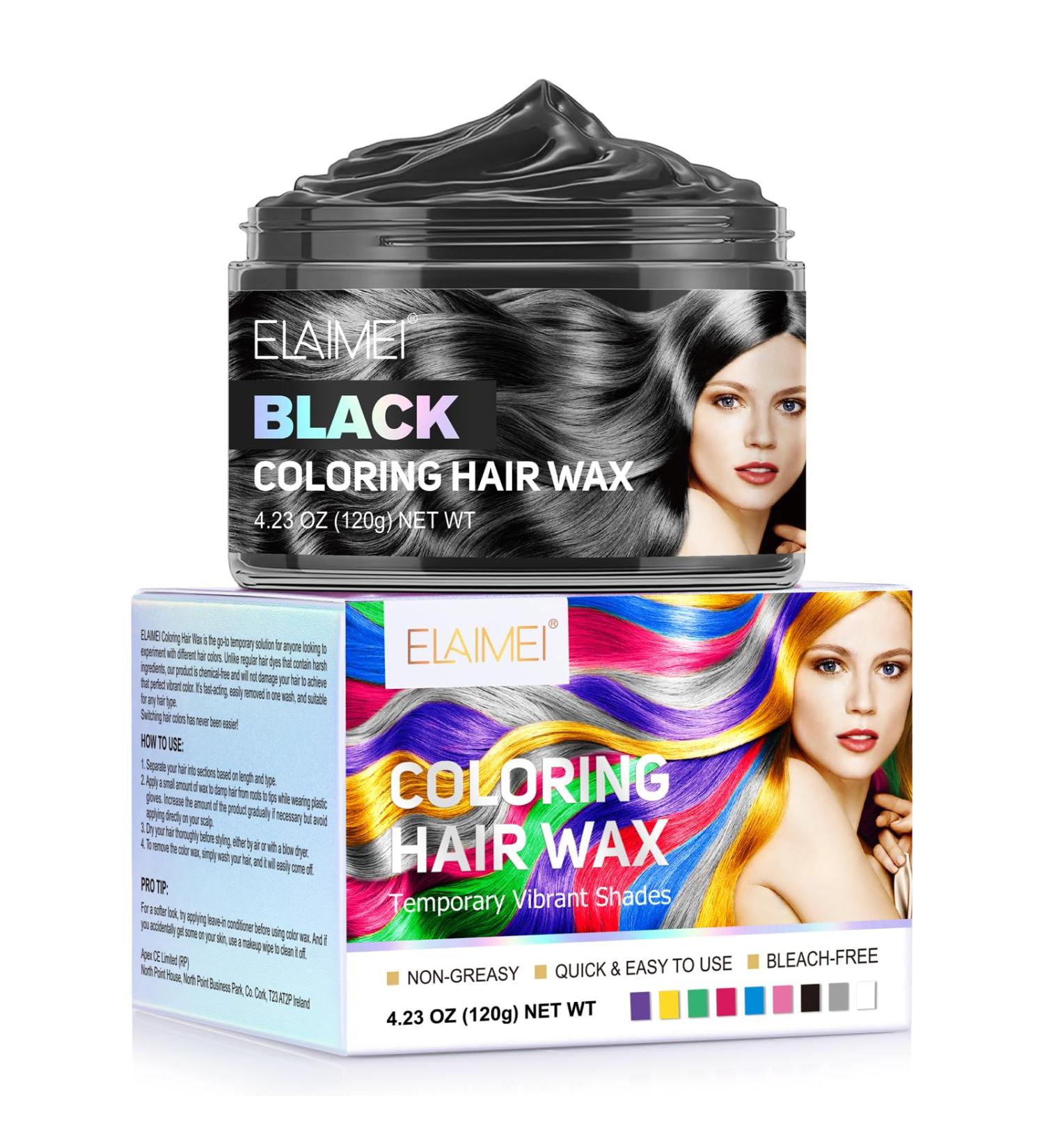 Hair Colour Wax (Black) Unisex Men and Women Temporary Blue Hair Dye Washable Non Permanent Coloured Hair Spray Hair dye Suitable for Parties Role Playing Christmas Halloween and Masquerade-120g - Buy Online on GoSupps.com