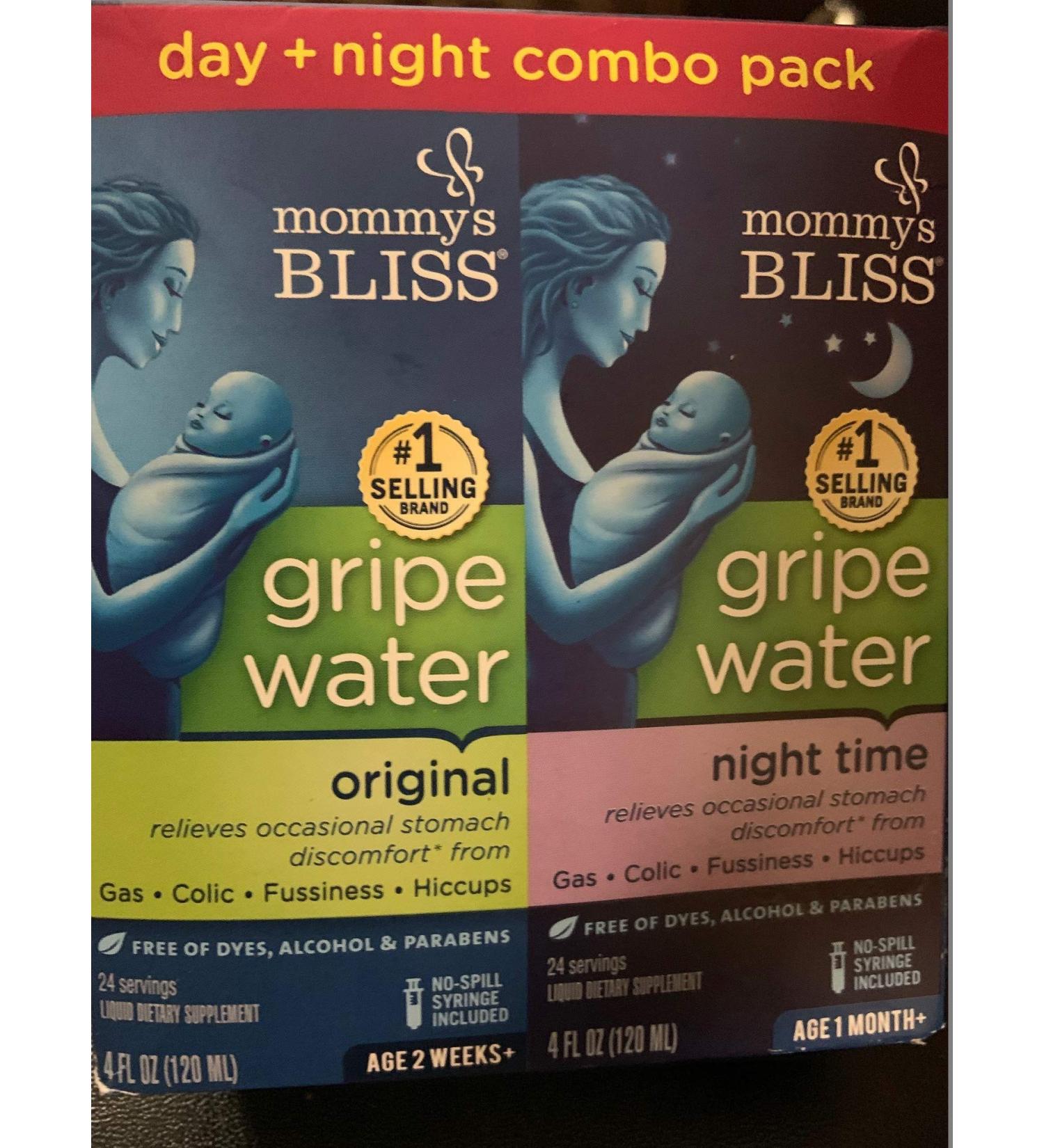 Mommy's Bliss Gripe Water for Babies with Gas Colic or Stomach Discomfort Day & Night Combo