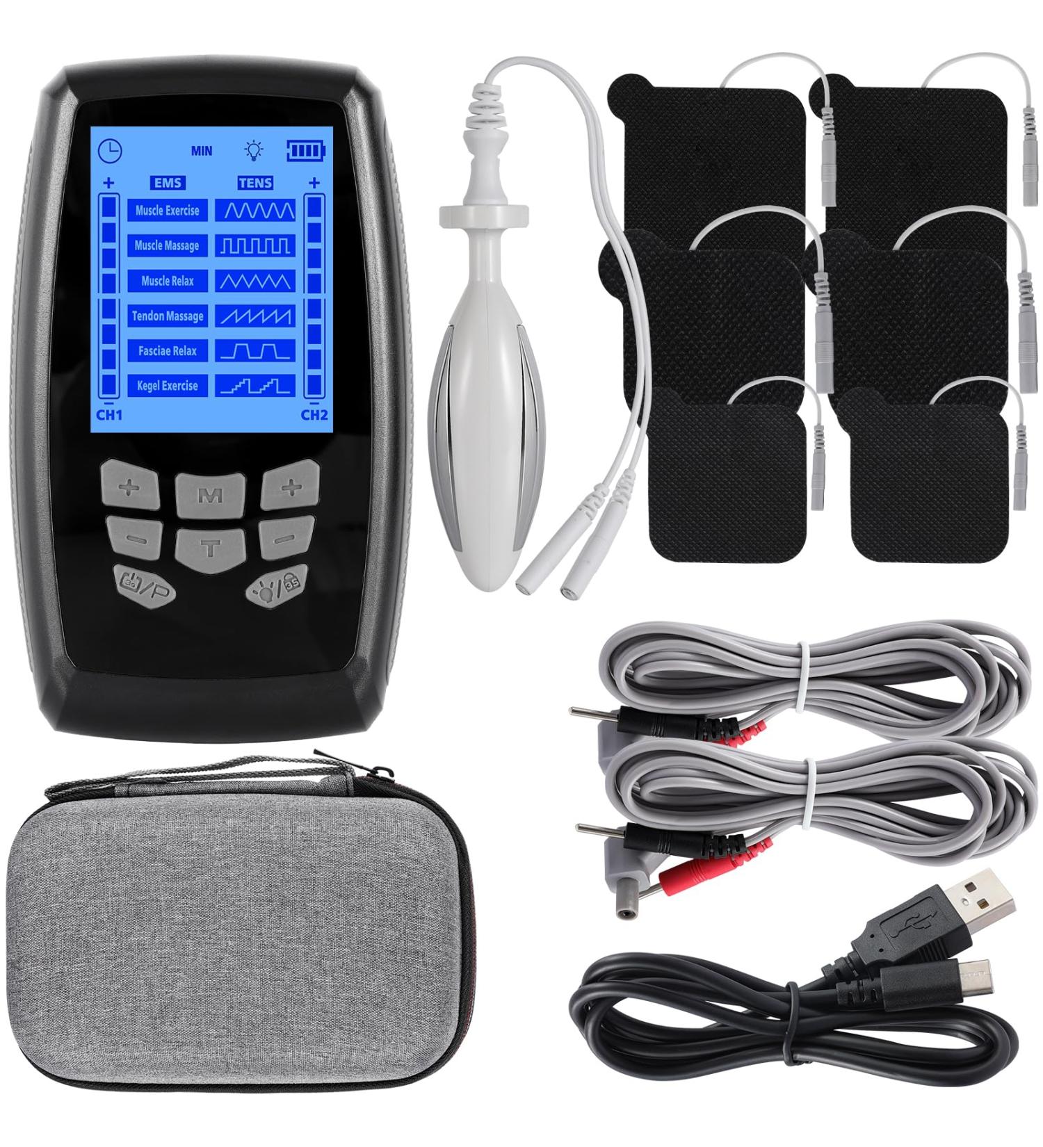 TENS Unit Muscle Stimulator & EMS Pelvic Floor Exercise - Pain Relief & Muscle Strengthening | Multifunctional Impulses & Gift Box Included - Buy Online on GoSupps.com