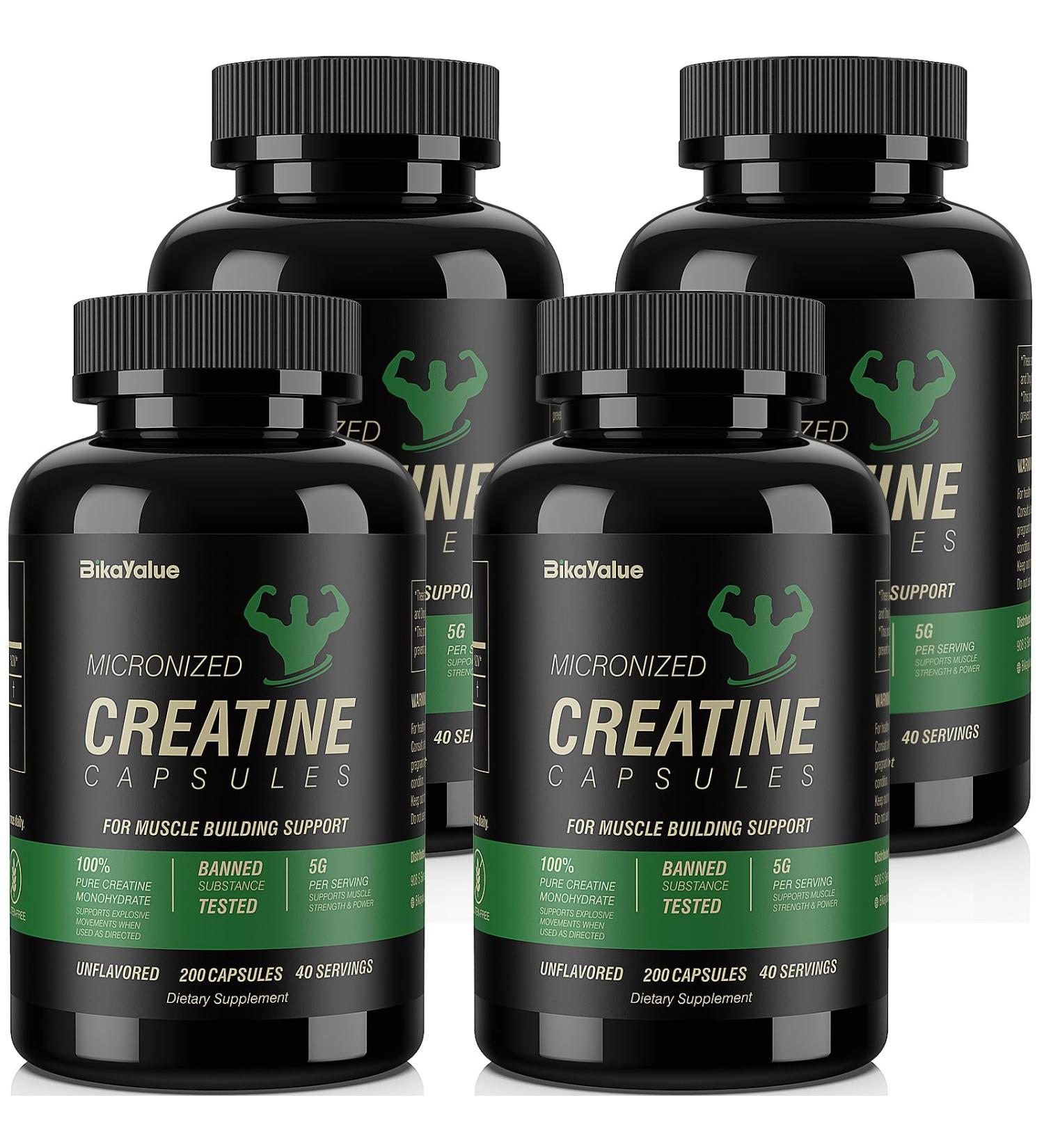 Micronized Creatine Monohydrate Capsules 400 Creatine Capsules Supplement for Muscle Strength Performance Energy Recovery Gluten Free Creatine for Women and Men (80 Servings)
