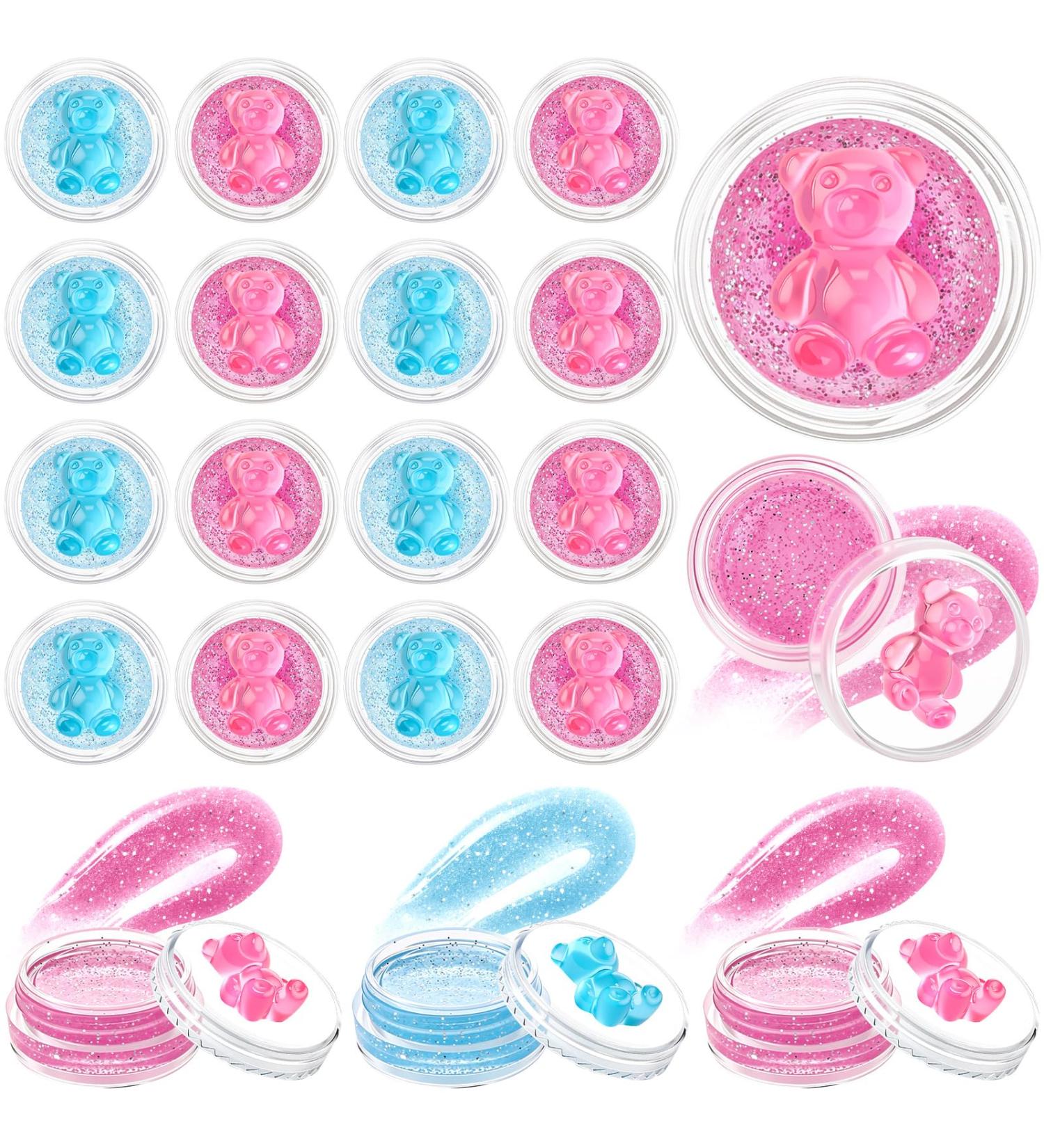Leelosp 24 Pcs Cute Lip Gloss Party Favors Bear Lip Balm Bulk Honey Scent for Birthday Goodie Bags Gender Reveal Baby Shower Favors Valentine's Day Gifts - Buy Online on GoSupps.com