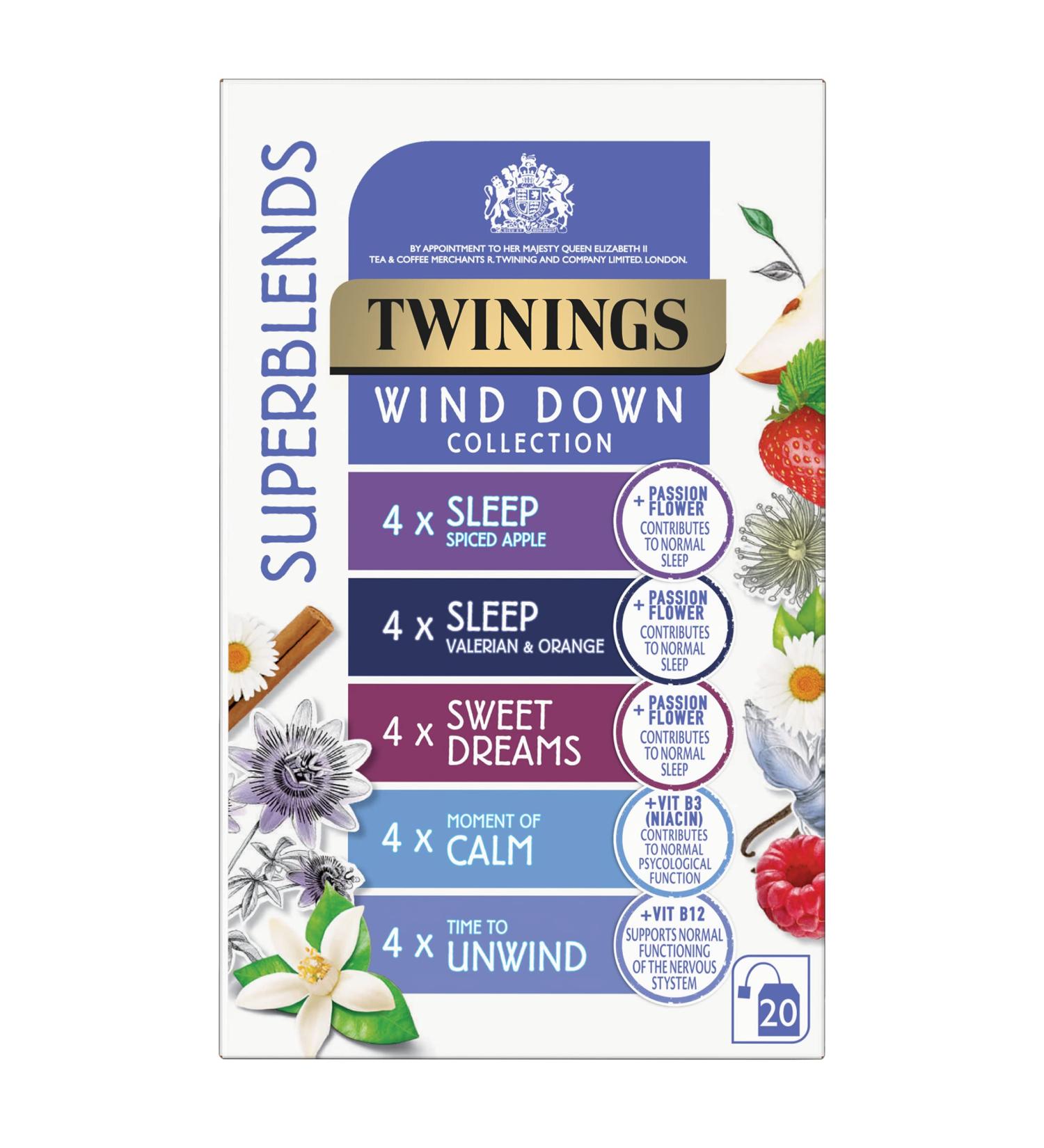 Twinings Wind Down Collection - 20 Tea Bags for Relaxation, Sleep, Calm & Unwind - Buy Online on GoSupps.com