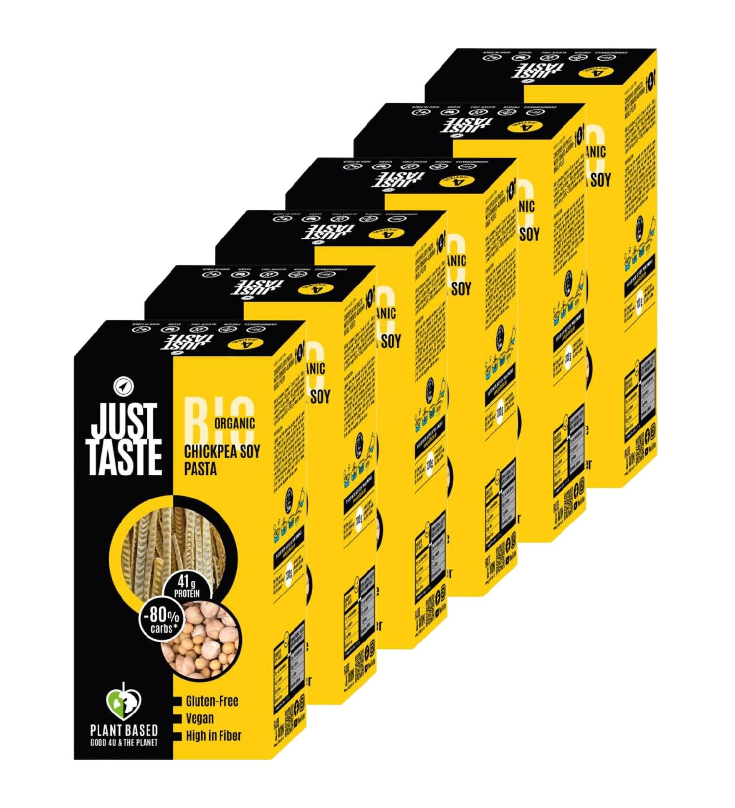  Just Taste Be different JUST TASTE Pack of 6 boxes of organic soy and chickpea fettuccine/linguine 250g - Buy Online on GoSupps.com