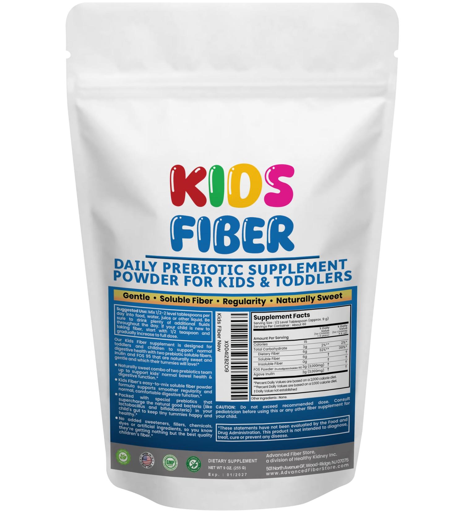 Kids Fiber for Constipation Relief Prebiotics for Children Toddler Fiber Supplement Mild Sweetness Fiber Powder for Kids Gut Health for Regularity & Softness 60 Servings - Buy Online on GoSupps.com