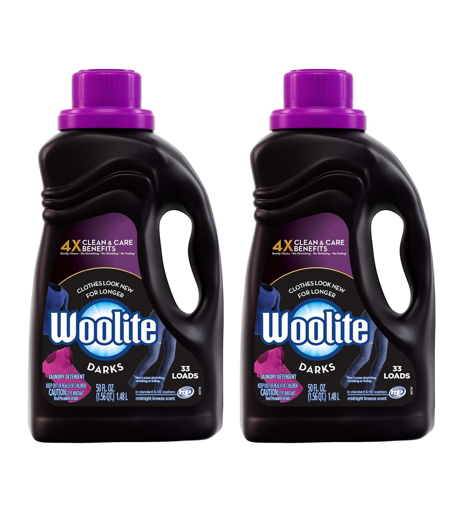 Woolite Dark Care Laundry Detergent - Midnight Breeze 50 oz (33 Loads) - Pack of 2 - Protects Dark Colors - Buy Online on GoSupps.com