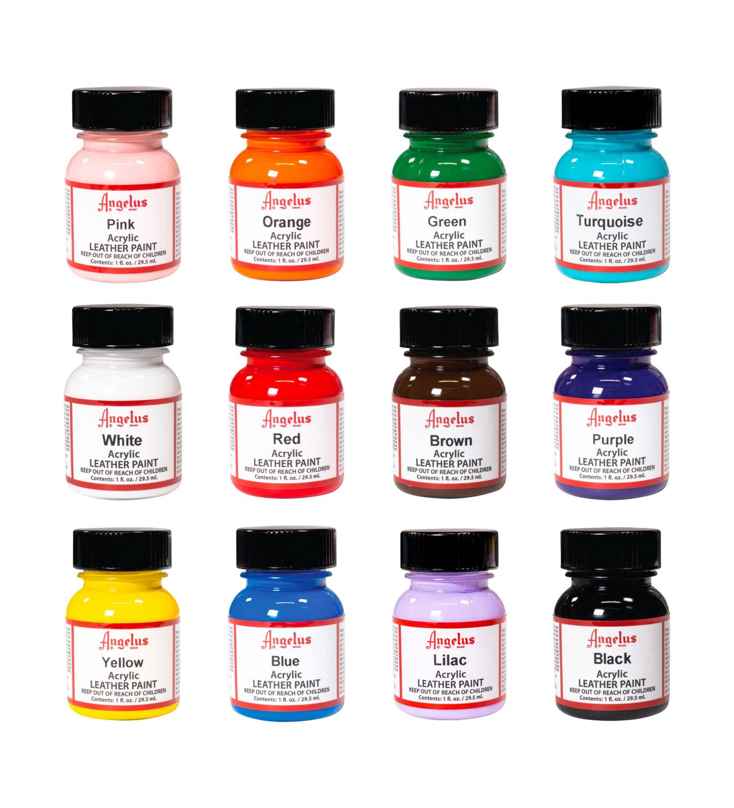 Angelus Leather Paint Starter Kit - Set of 12 (1 oz) Bottles - Buy Online on GoSupps.com