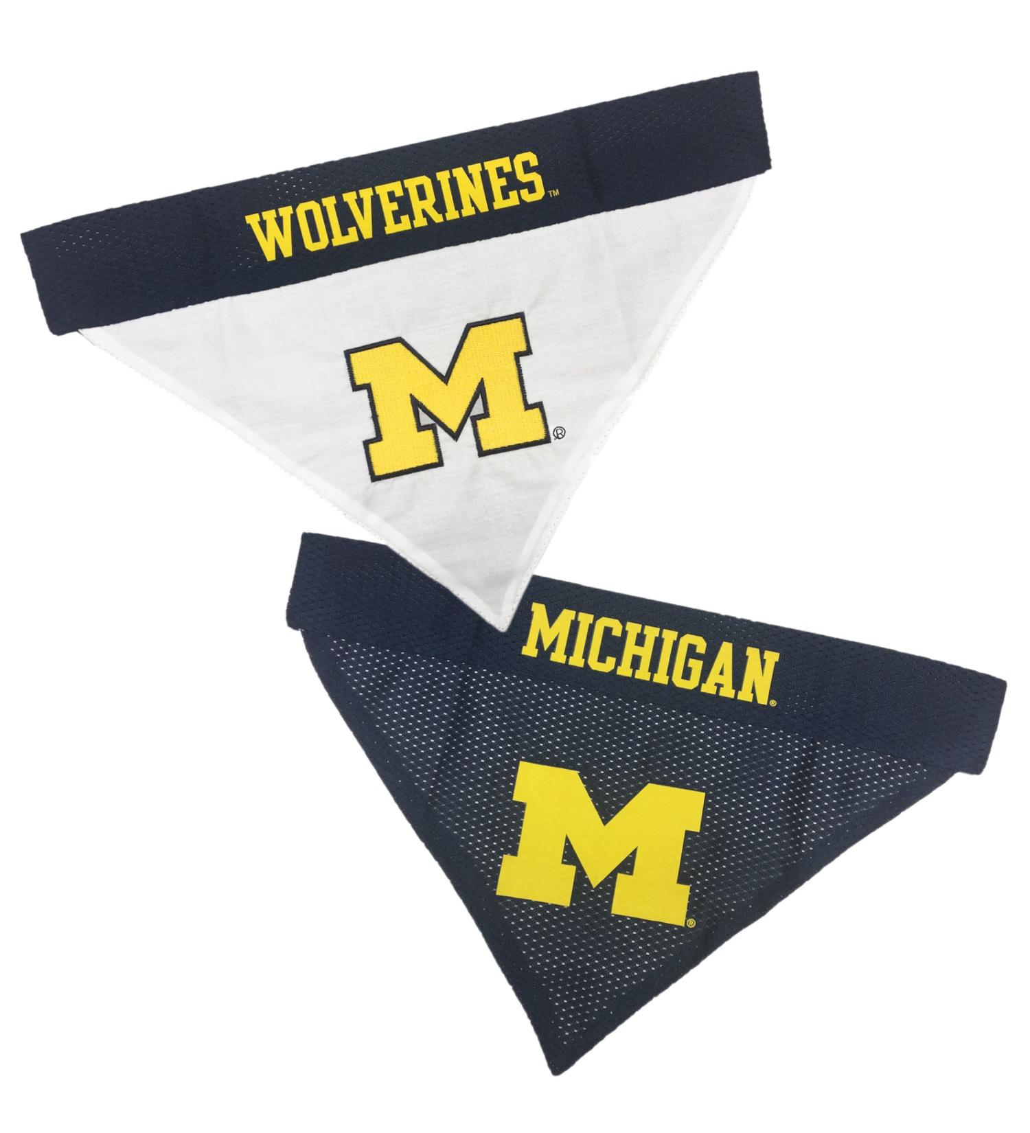 Michigan Wolverines Reversible Bandana for Pets - Small/Medium - Black/White - Buy Online on GoSupps.com