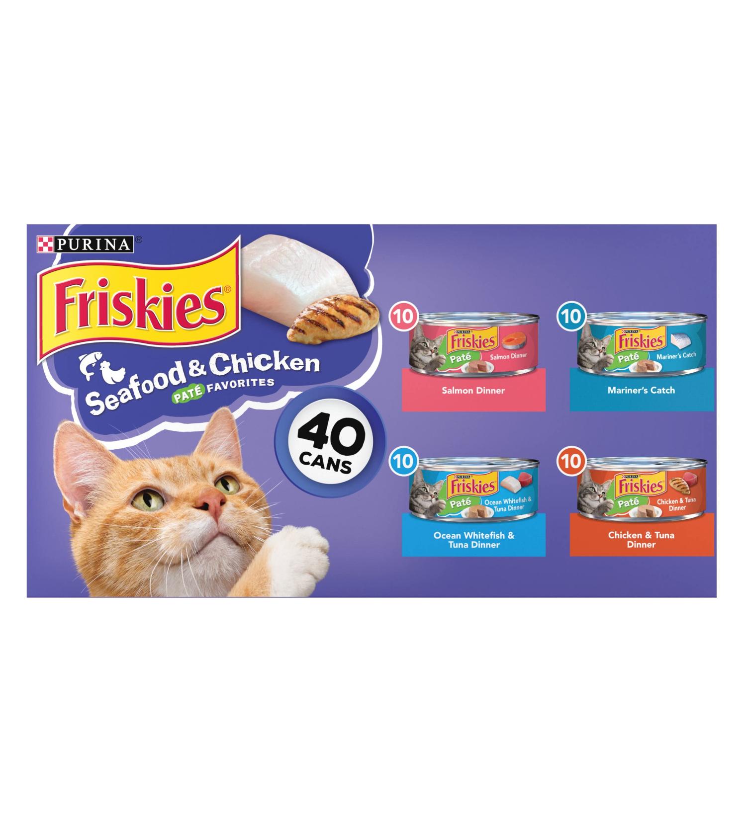 Purina Friskies Pate Wet Cat Food Variety Pack - Seafood & Chicken Favorites (40 Pack, 5.5 oz) - Buy Online on GoSupps.com