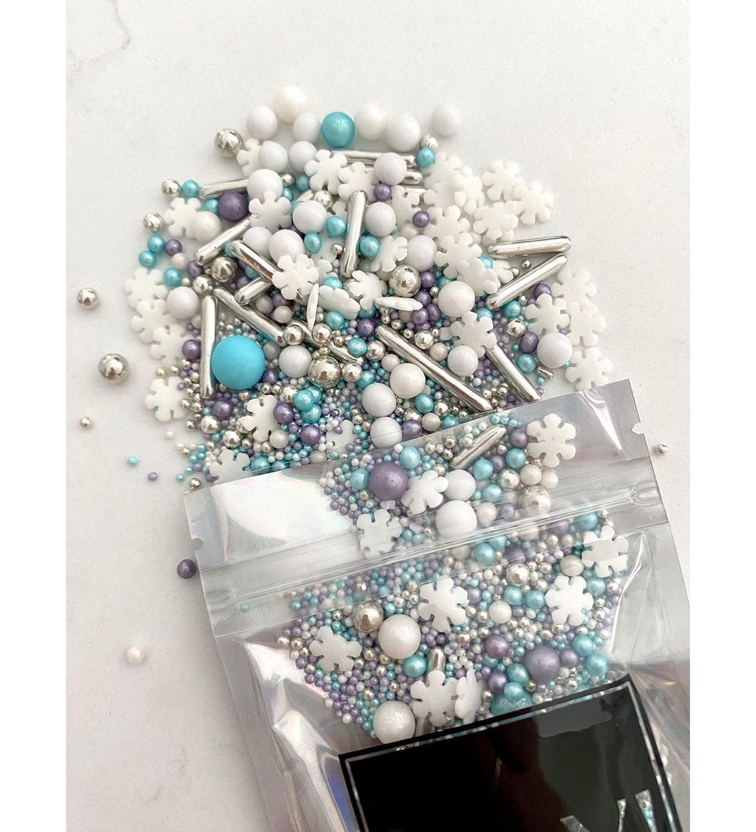 Edible Blue & White Cake Sprinkles Luxury Mix 45g Cupcake Cake Decoration Blue Sprinkles Cake Sprinkles Mix White Sprinkles Elsa