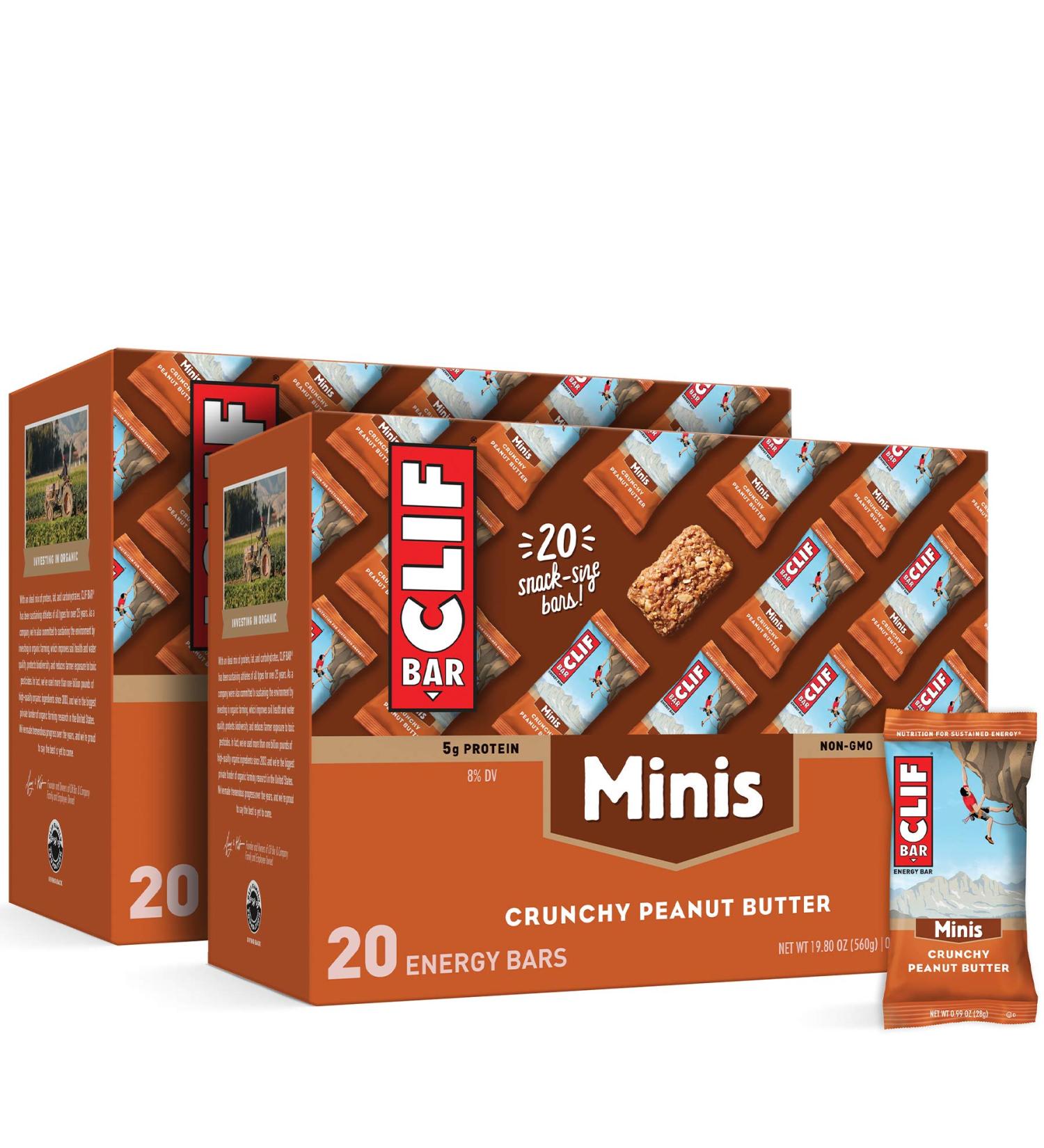 CLIF BAR Mini Energy Bars - Crunchy Peanut Butter 40 Count (20 Count x 2 Packs) - Buy Online on GoSupps.com