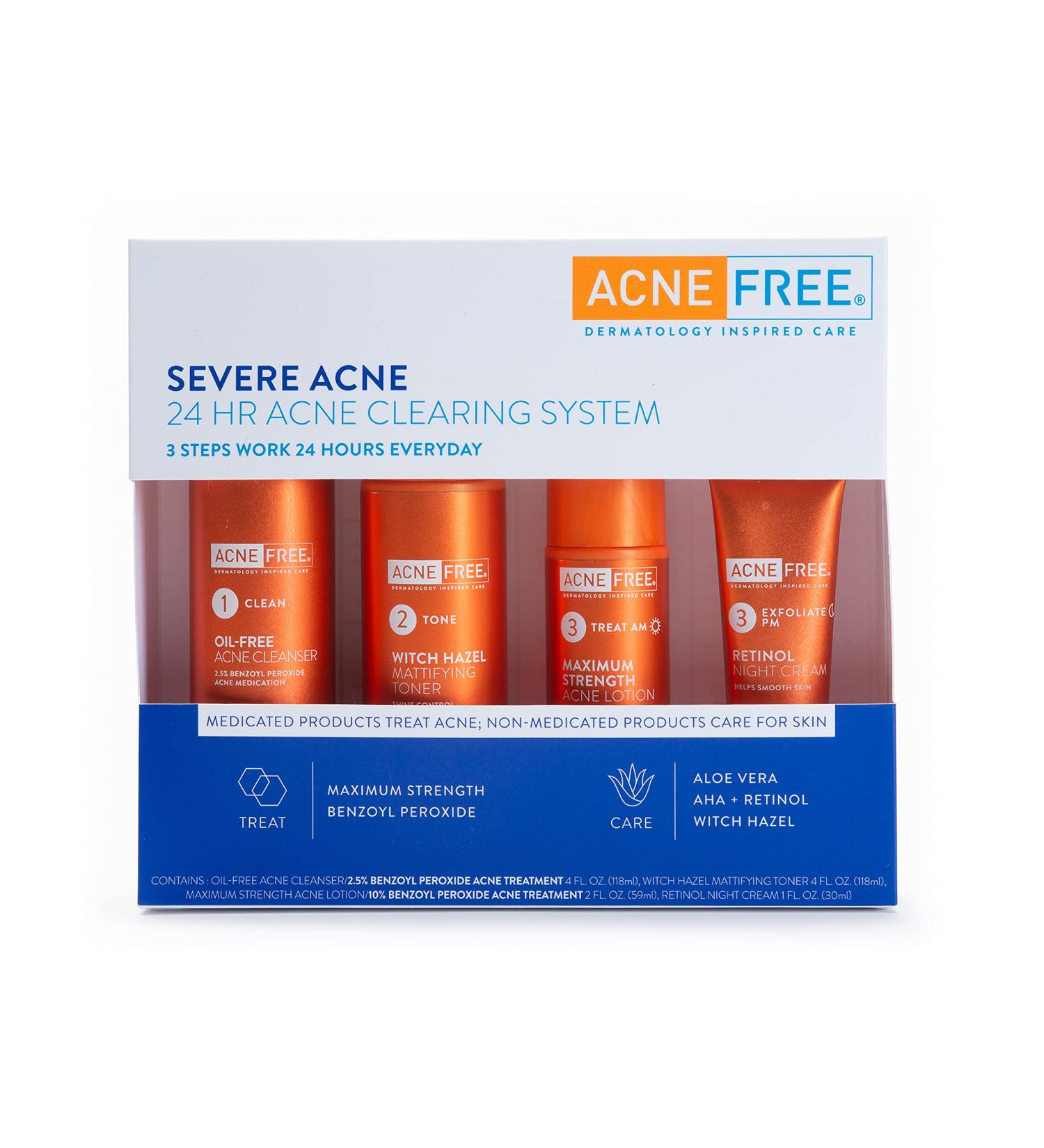 AcneFree Severe Acne 24 Hour Clearing System - 4 Step Kit for Stubborn Acne - Buy Online on GoSupps.com