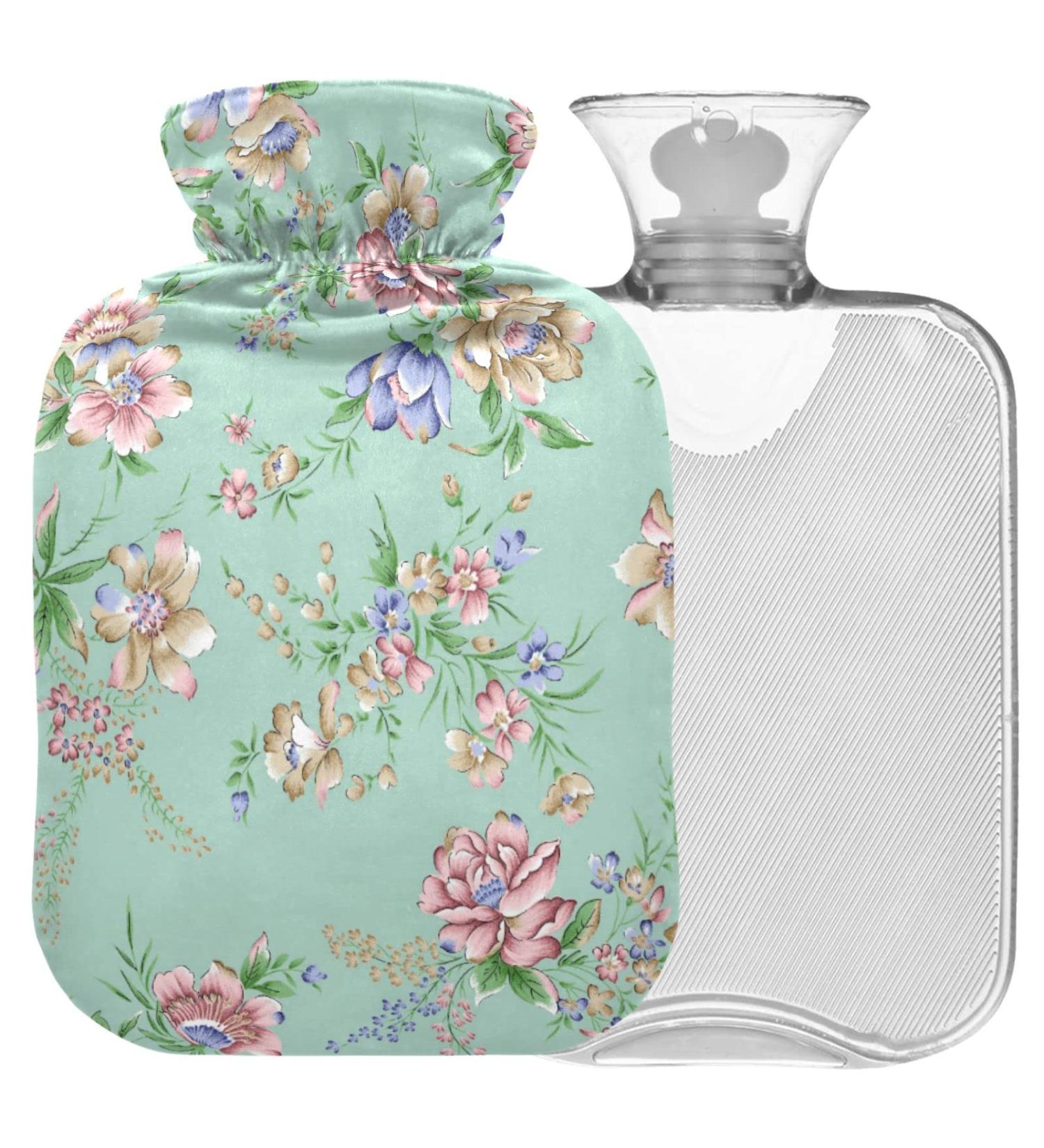 Naanle Vintage Flower Hot Water Bottle | 1L Transparent Heat Bottle for Back Pain Relief & Cold Therapy - Comfort for Hands & Feet - Buy Online on GoSupps.com