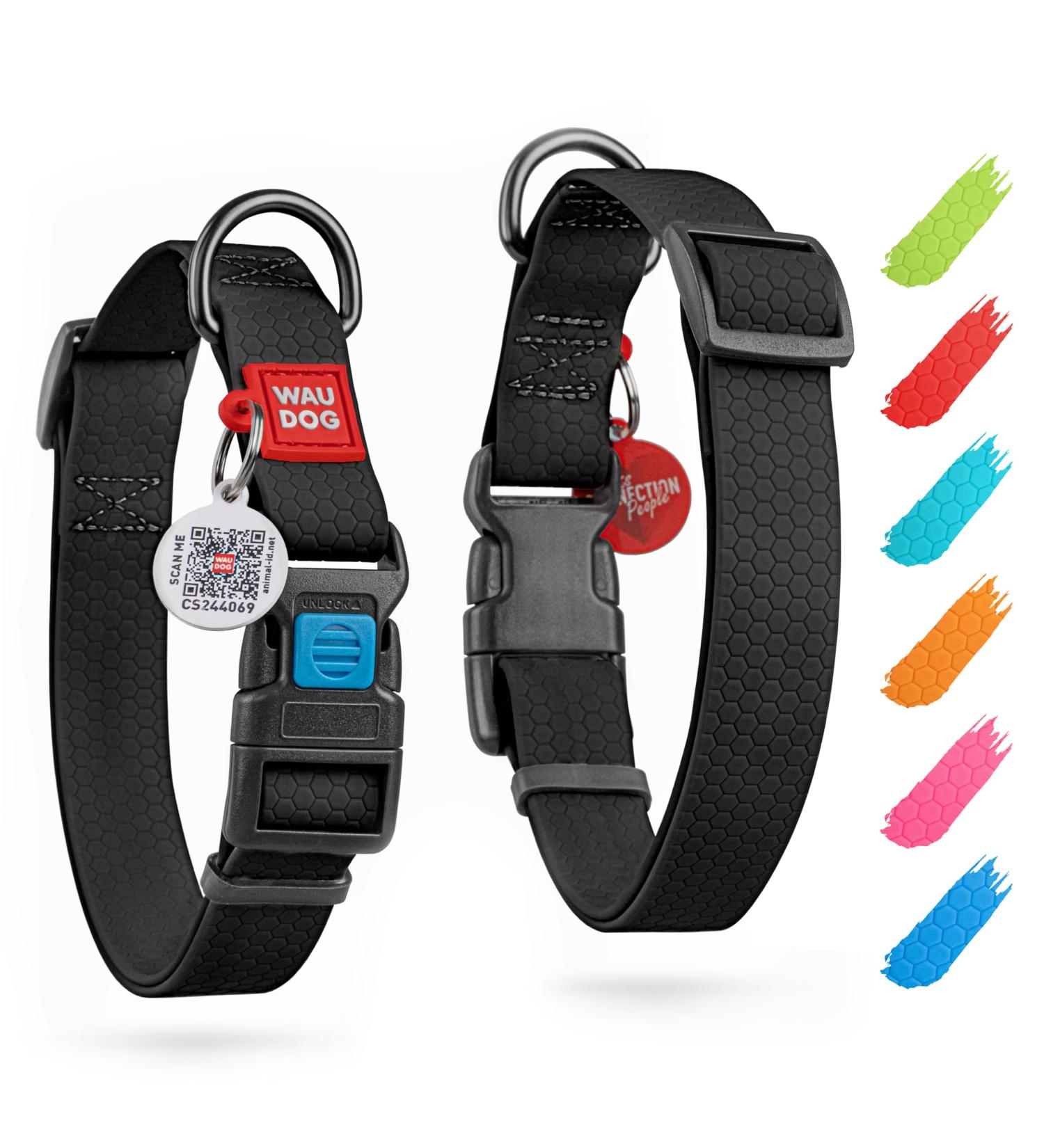 Waudog Waterproof Adjustable Dog Collar - Durable & Stylish Collars for Big Dogs Small Dogs & Puppies with Secure Plastic Lock - Buy Online on GoSupps.com