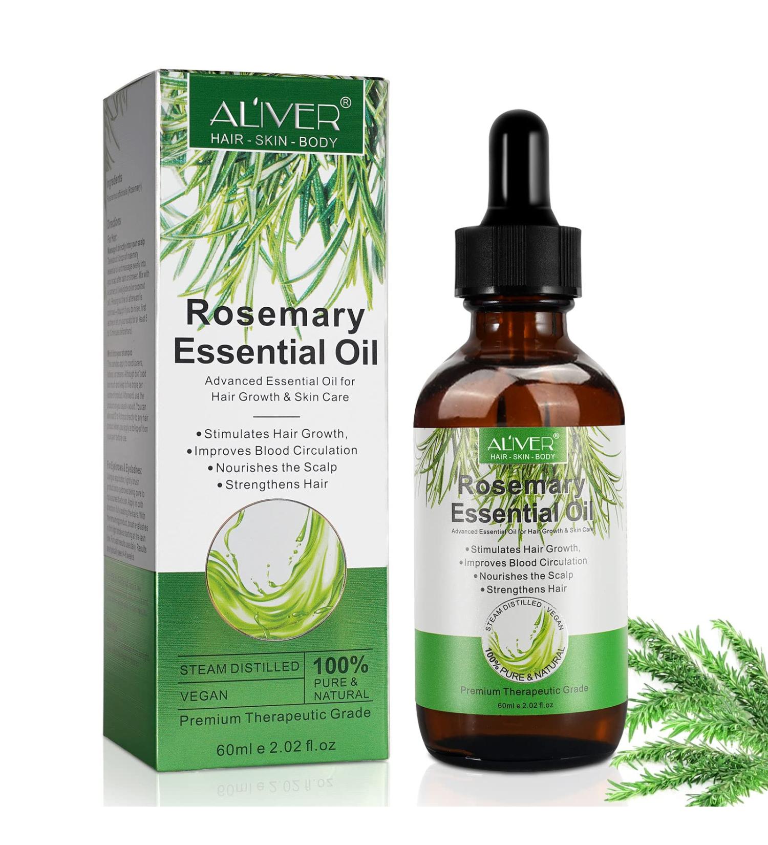 Rosemary Oil for Hair Growth & Skin Care - Stimulates Growth, Improves Scalp Health, 2.02 Fl Oz - Buy Online on GoSupps.com