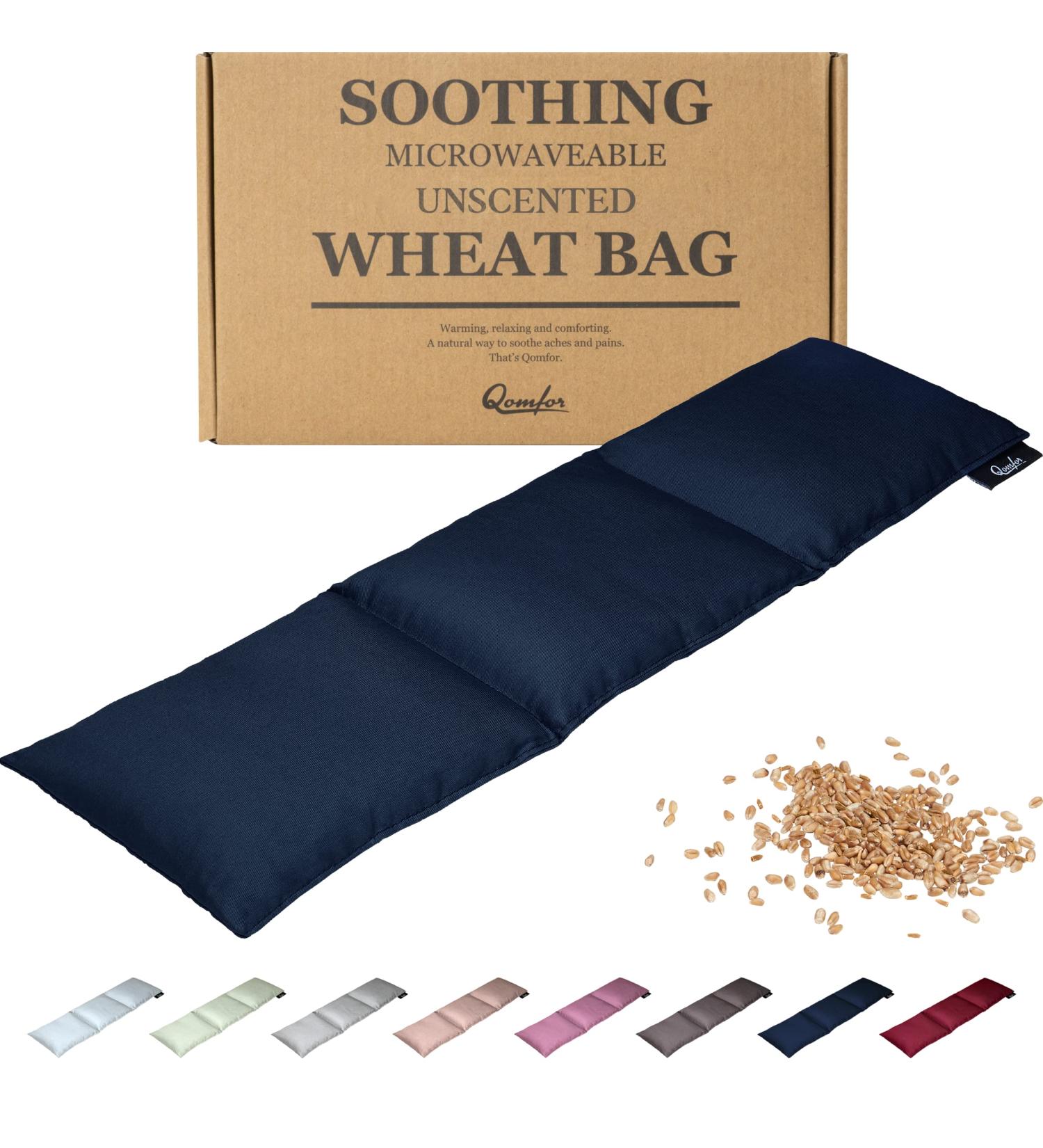 Grain Cushion - Harmatic Cotton Cushion for Pain Relief | Soft Wheat-Filled 46x12 cm | Dark Blue Gift for Back Neck & Shoulder Comfort - Buy Online on GoSupps.com