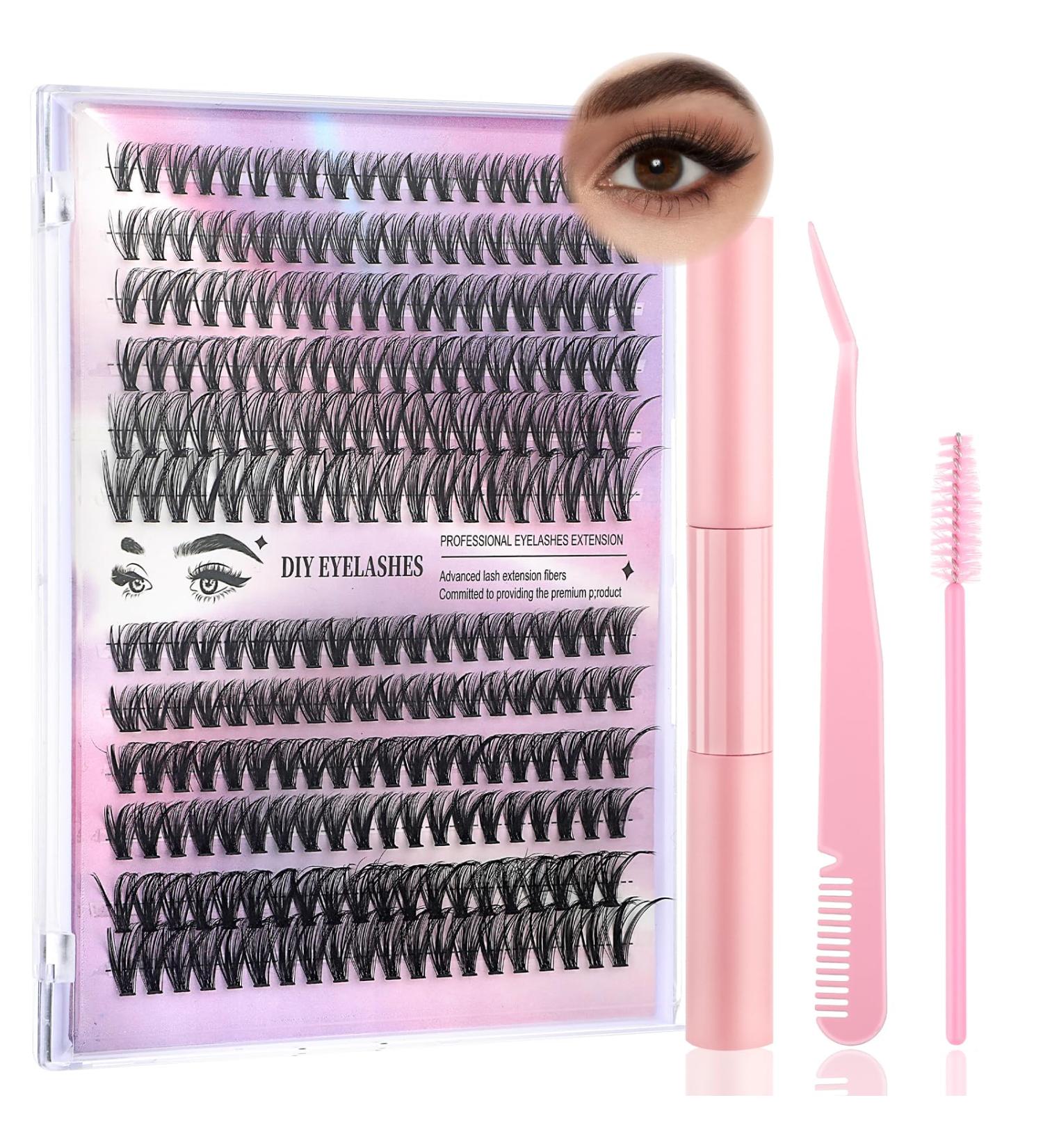 Eyelash Extension Kit - 240PCS Individual Clusters 10-16mm with Adhesive Tweezers & Combs - Perfect for Self Use (30D & 40D Mix - Buy Online on GoSupps.com