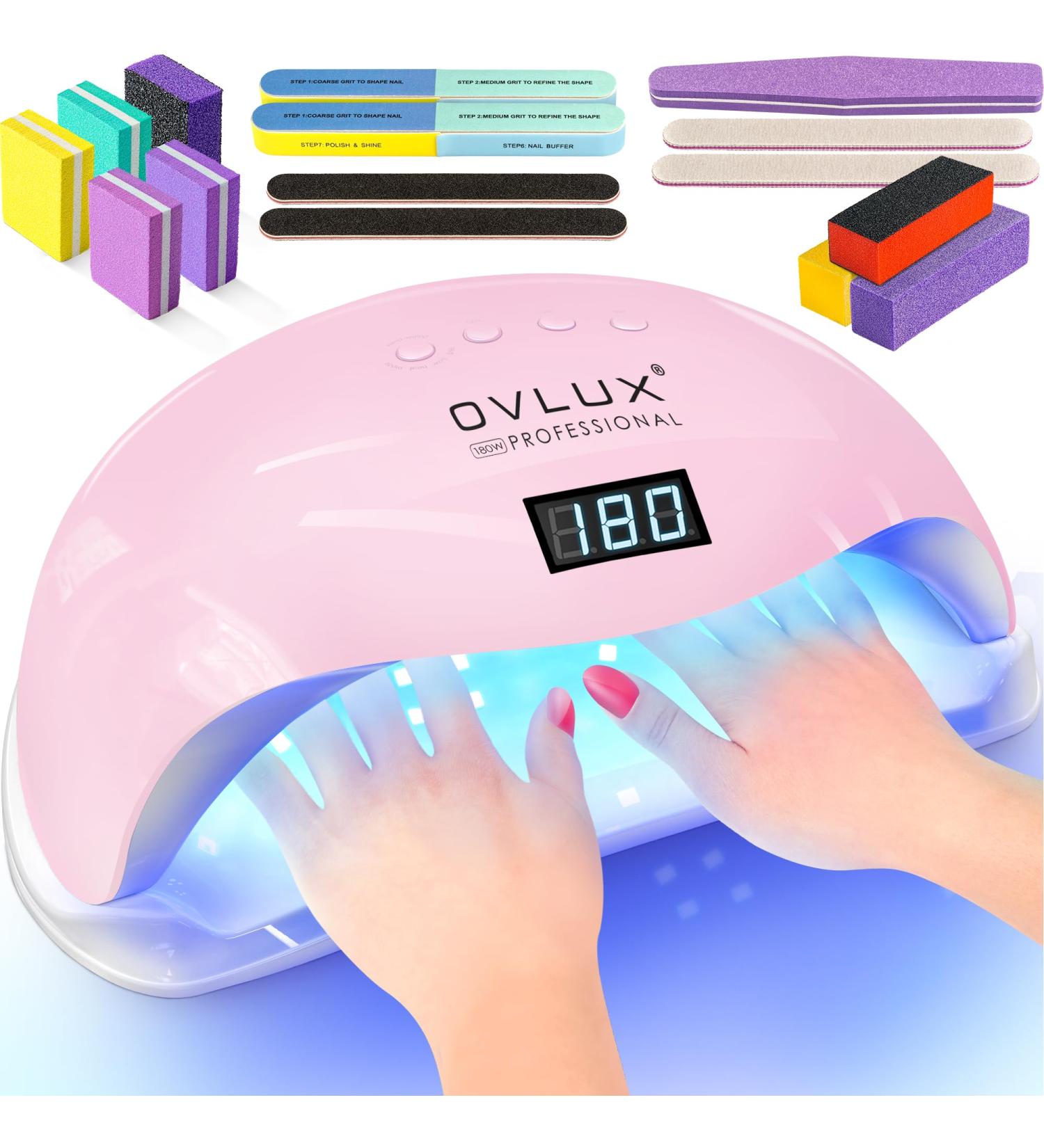 OVLUX Pro 180W UV LED Nail Lamp - Dual-Use Gel Polish Dryer | 57 Bulbs Auto-Sensor & Timers | Salon & Home Mani-Pedi Solution - Pink Blushing Bride - Buy Online on GoSupps.com
