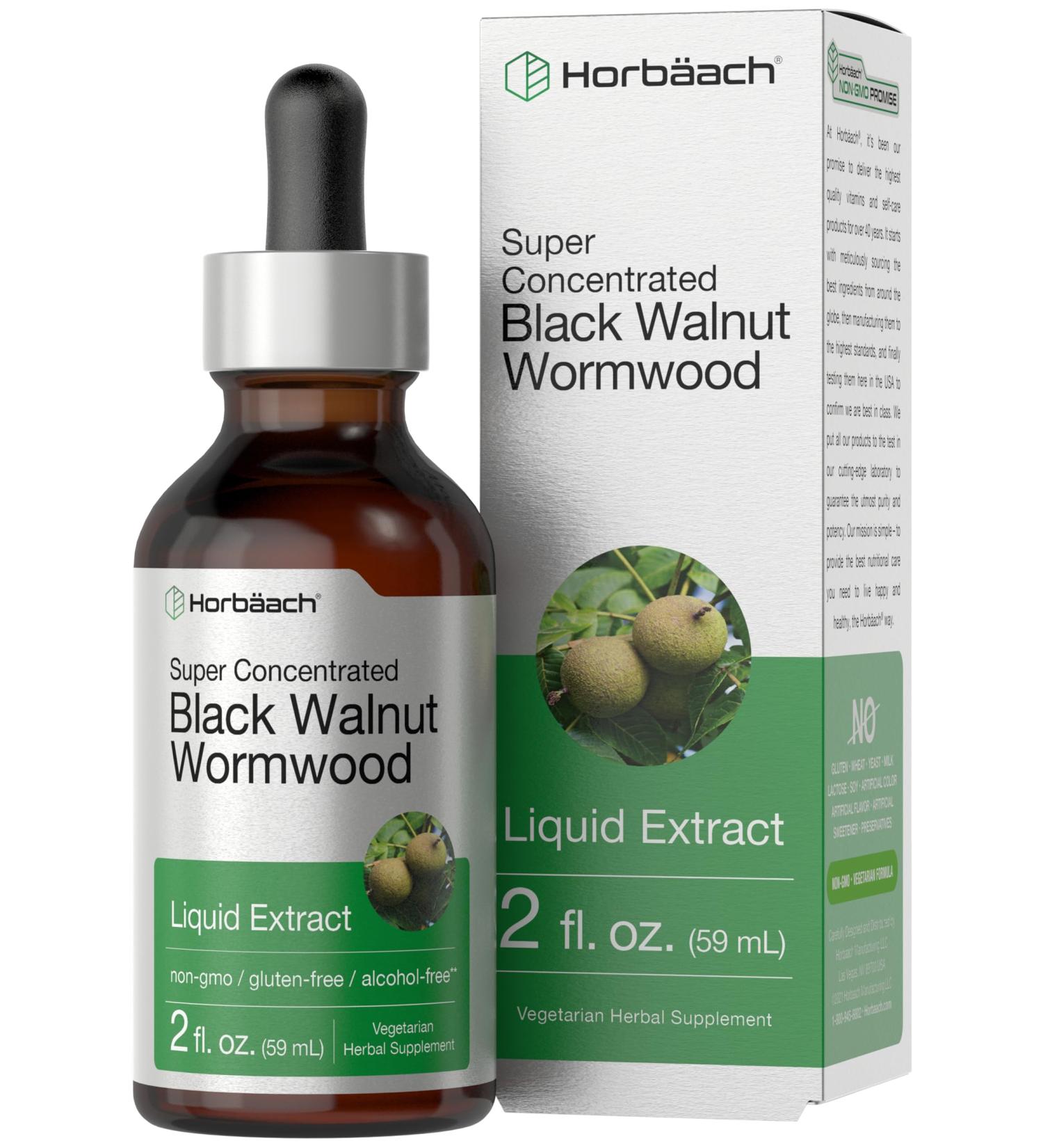 Horb ach Black Walnut Wormwood Liquid Extract | 2 fl oz | Alcohol Free Tincture | Vegetarian Non-GMO & Gluten Free - Buy Online on GoSupps.com