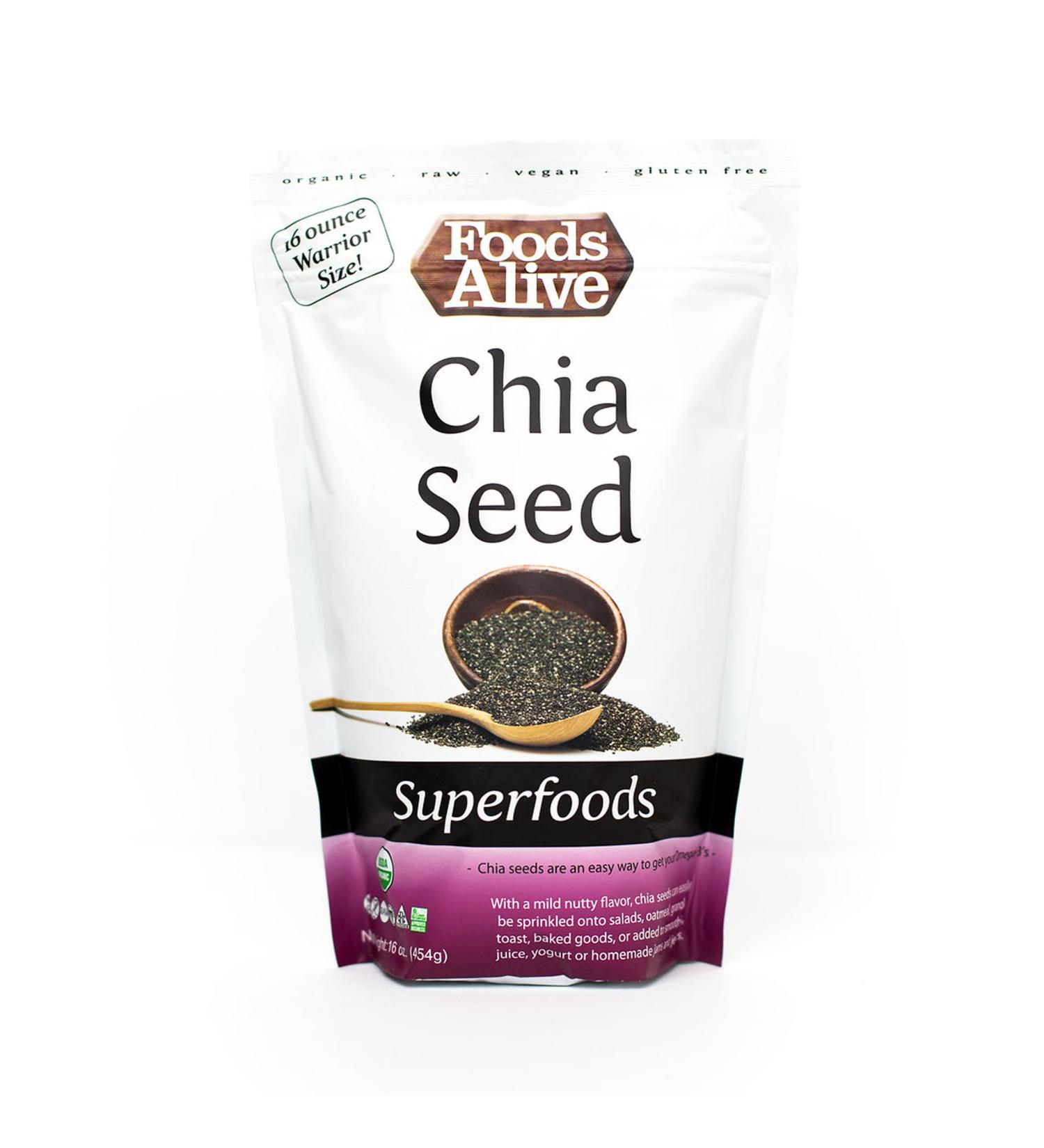Organic Chia Seeds 16 oz - Foods Alive Superfoods | Gluten-Free & Nutritious - Buy Online on GoSupps.com