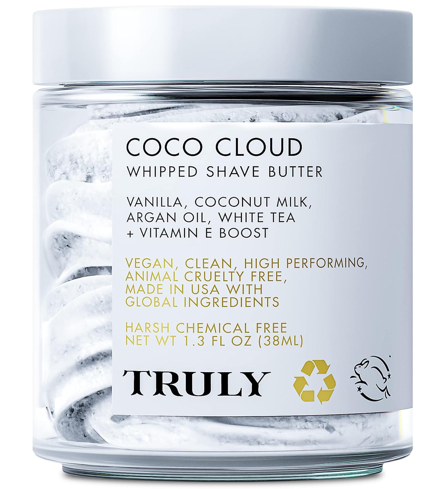 Truly Beauty Coco Cloud Shaving Cream - Whipped Shave Butter for Sensitive Skin 1.3 OZ - Perfect for Legs Bikini and Underarms - Buy Online on GoSupps.com