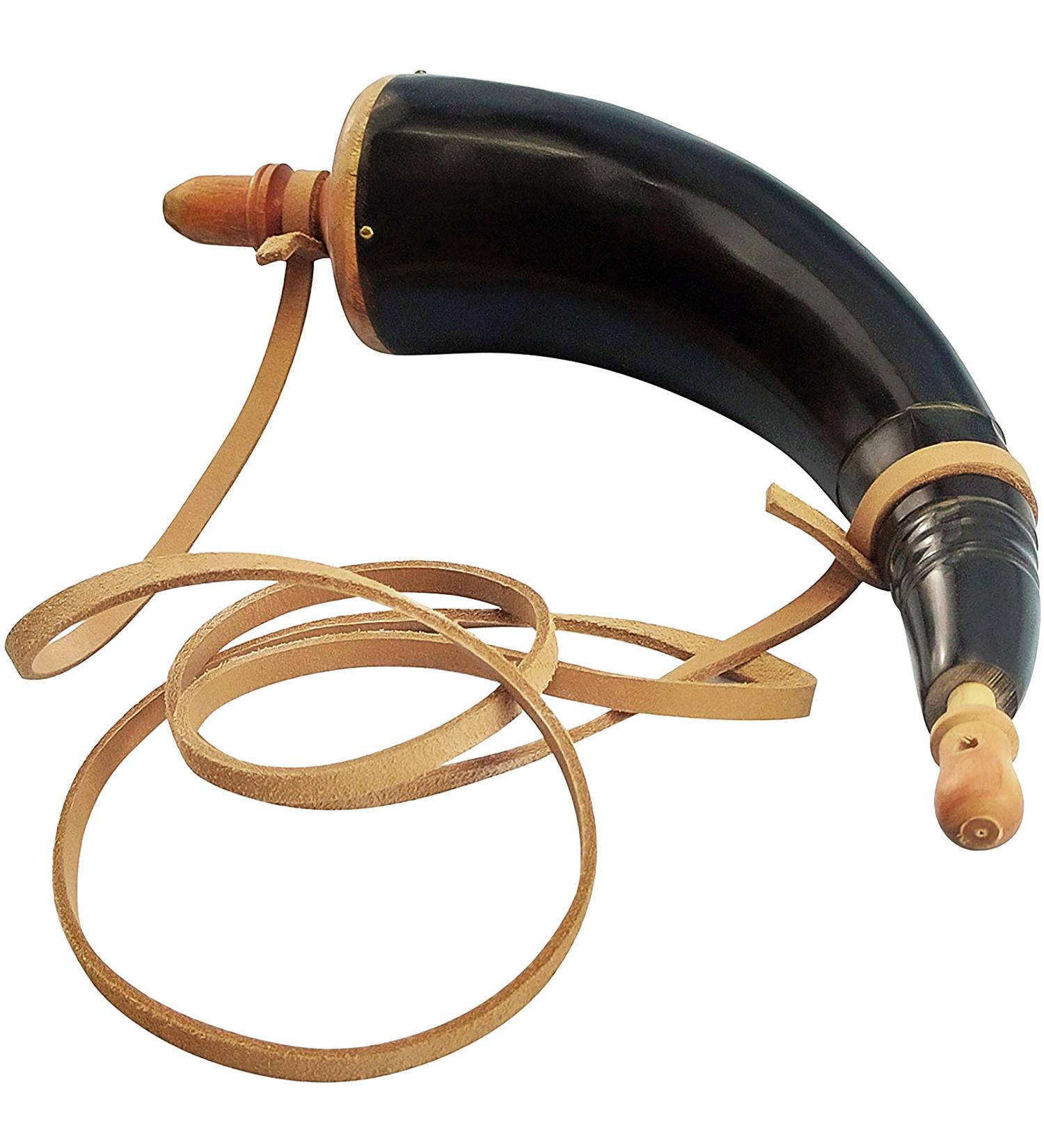 Mythrojan Hand Carved Black Powder Horn for Rifles - Civil War Reenactment Accessory - Buy Online on GoSupps.com