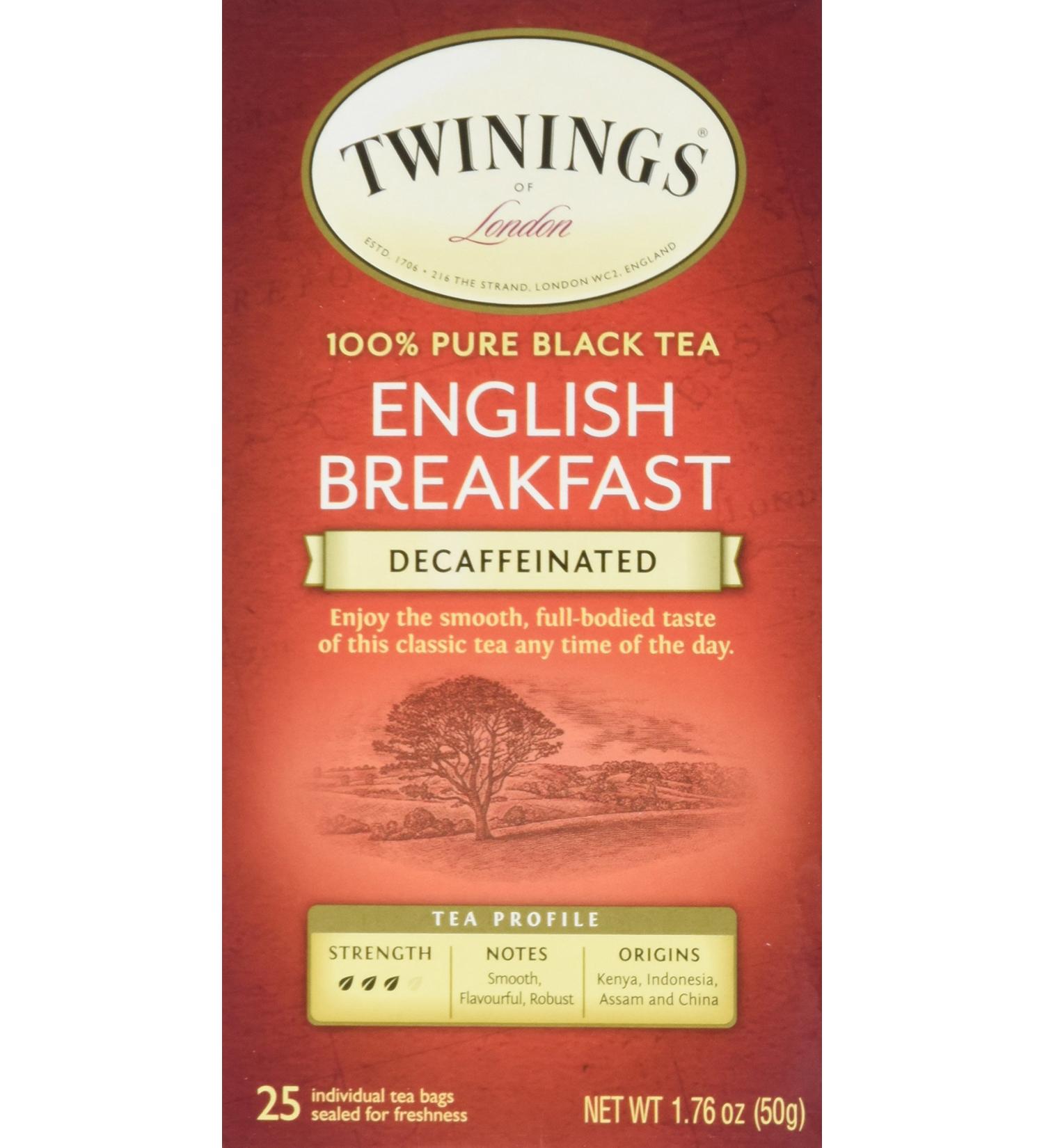 Buy Twinings Decaffeinated English Breakfast Black Tea - 25 Bags (1.76 oz) | 100% Pure Quality - Buy Online on GoSupps.com
