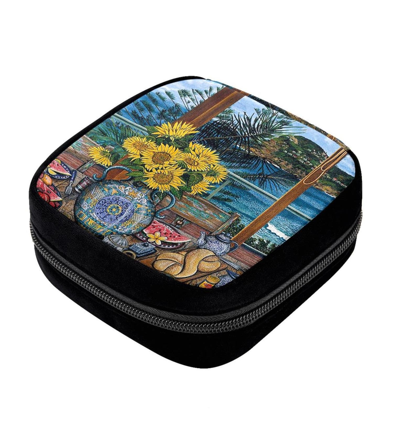 GIAPB Period Bag - Vintage Sunflower Beach Color - Sanitary Napkin Storage & Makeup Pouch - Buy Online on GoSupps.com