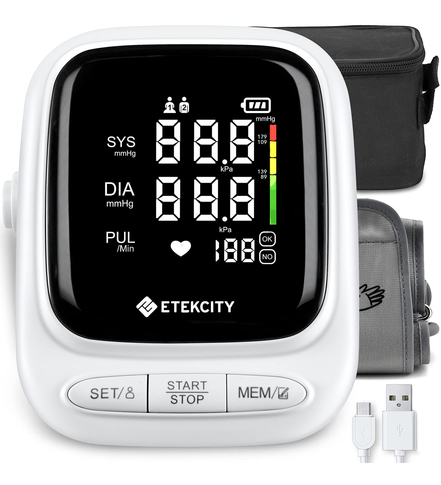 Etekcity Blood Pressure Monitor Machine and Cuff - FSA HSA Approved, Rechargeable, LED Display, Large Cuff, Fast & Accurate Reading - Buy Online on GoSupps.com