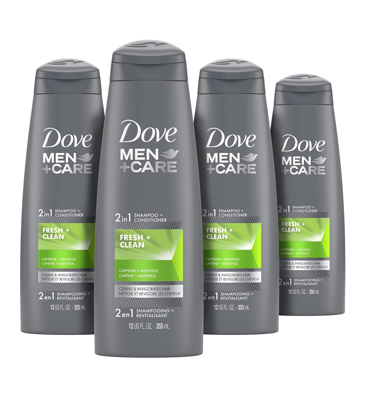 Dove Men+Care Fortifying 2-in-1 Shampoo & Conditioner Bundle - 12 oz x 4 Pack | Fresh & Clean Formula with Caffeine for Strengthening & Nourishing Hair - Buy Online on GoSupps.com