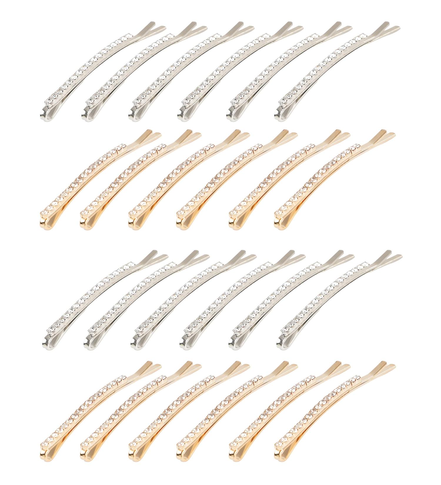 24 Pcs Gold Rhinestone Bobby Pins for Women - Fancy X Shaped Hair Clips for Wedding Bridal - Sparkling Hair Accessories - Buy Online on GoSupps.com