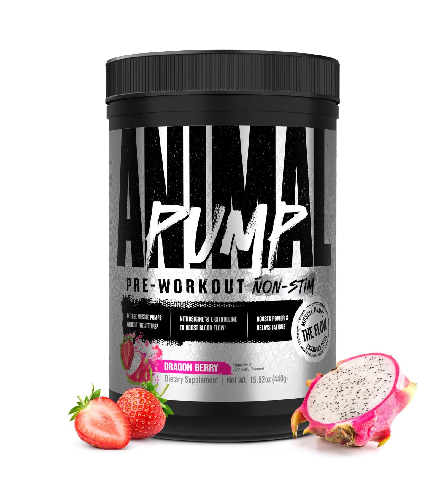 Animal Pump NS Stim-Free Pre Workout Powder for Men & Women - Caffeine-Free Preworkout for Energy Focus and Muscle Builder Beta Alanine Citrulline Nitrosigine and Nootropics Dragon Berry 440g Dragon Berry 15.52 Ounce (Pack of 1) - Buy Online on GoSupps.com