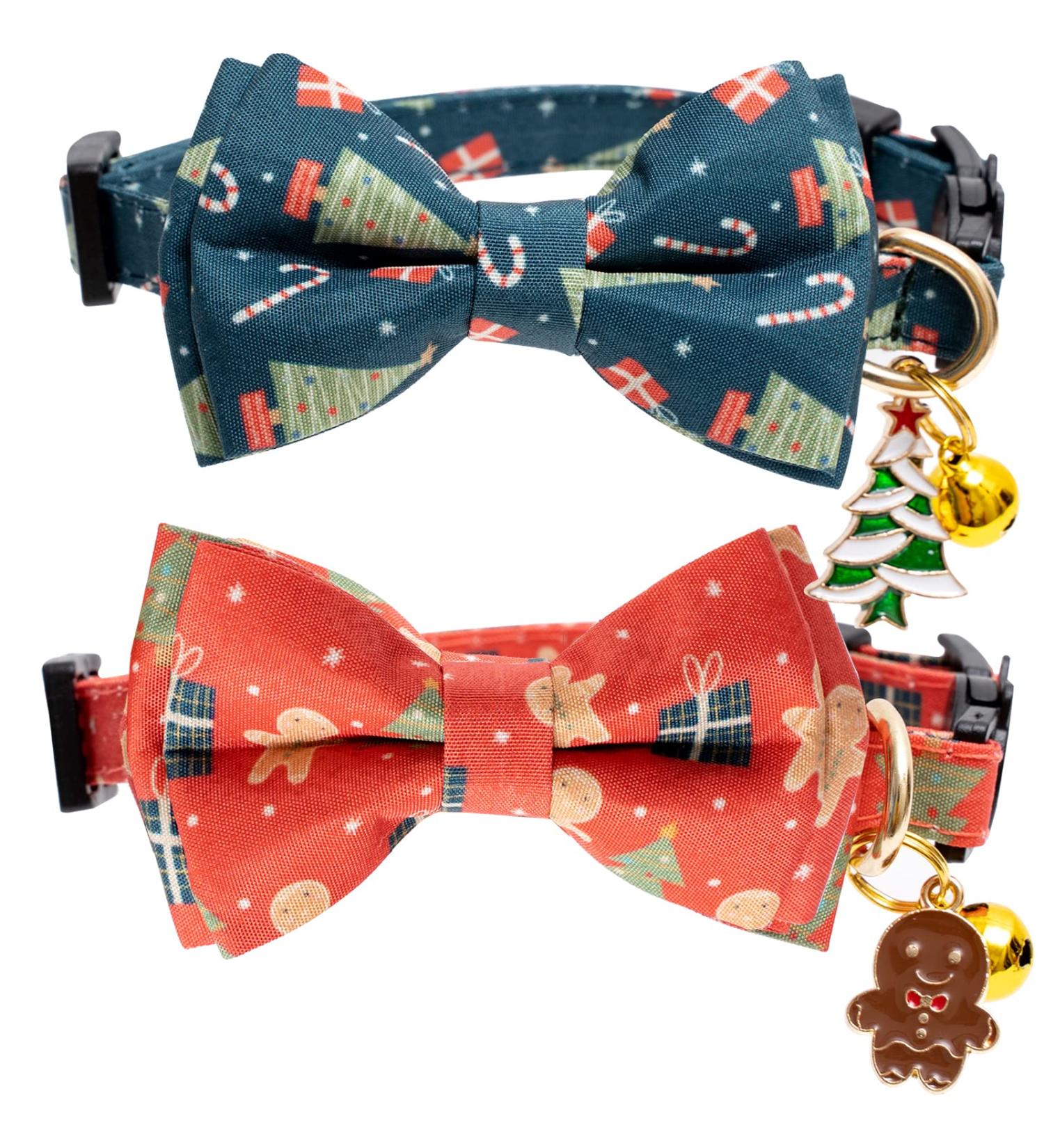 2 Pack Breakaway Christmas Cat Collars with Bow Tie - Red & Green - Buy Online on GoSupps.com