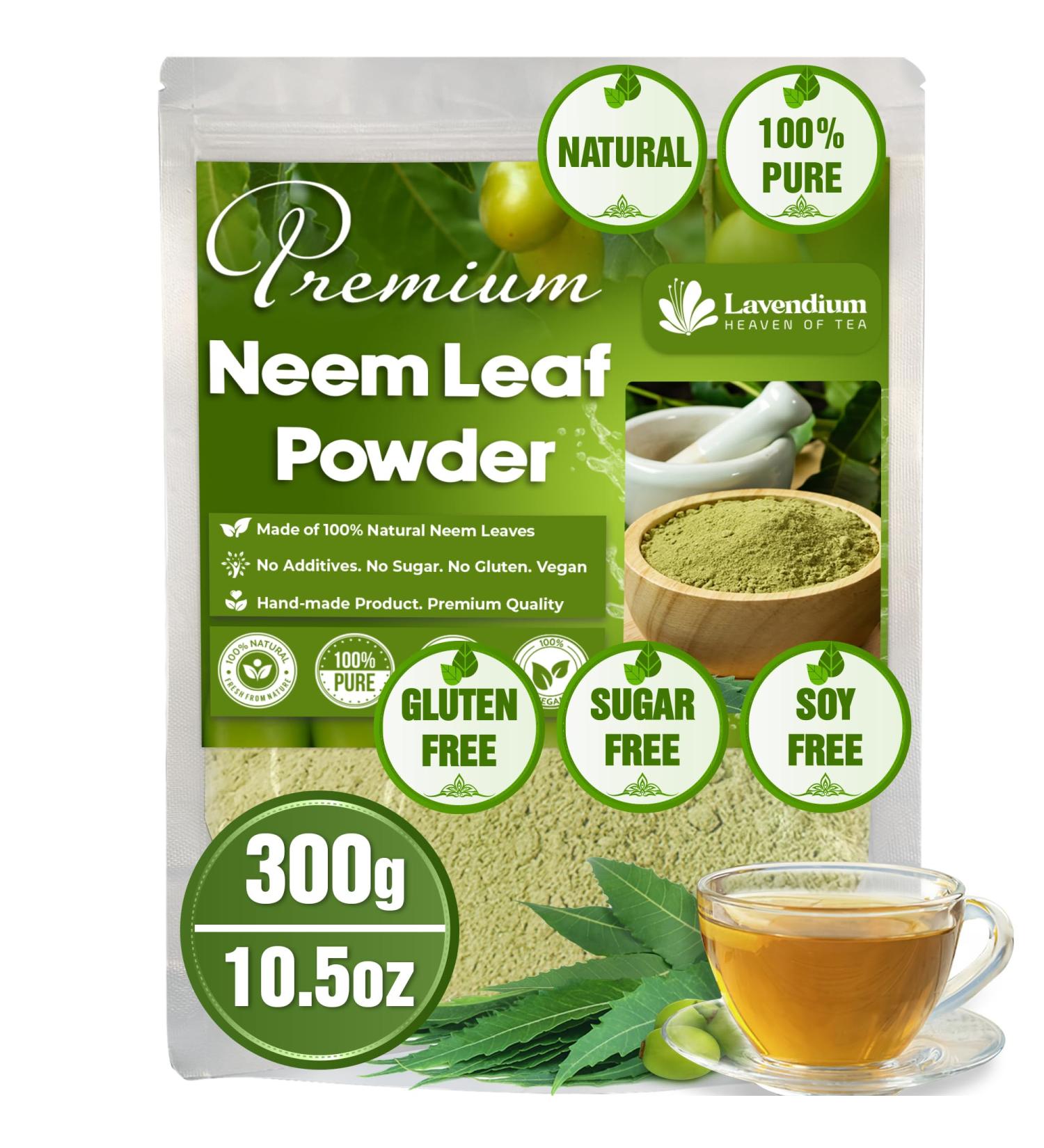 Lavendium Premium 300g (10.5oz) Neem Leaf Powder 100% Natural and Pure from Neem Leaves Neem Leaves Herbal Tea No Additives No Gluten No Sugar Vegan CA Neem 300 g (Pack of 1) - Buy Online on GoSupps.com