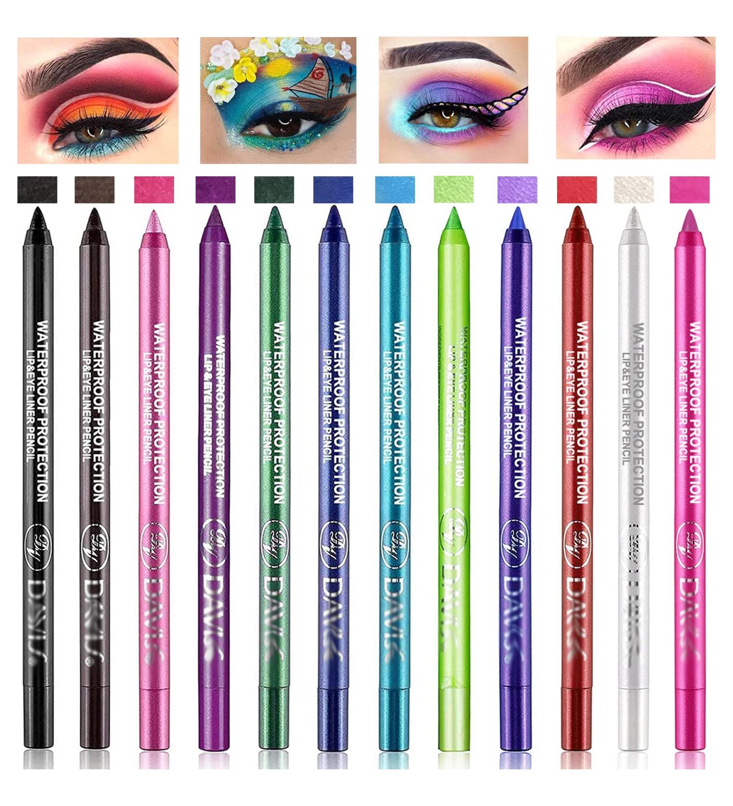 Geruicee 12 Colors Glitter Eyeliner Pen Set - Waterproof & Long-Lasting Professional Eye Makeup for Women - Buy Online on GoSupps.com
