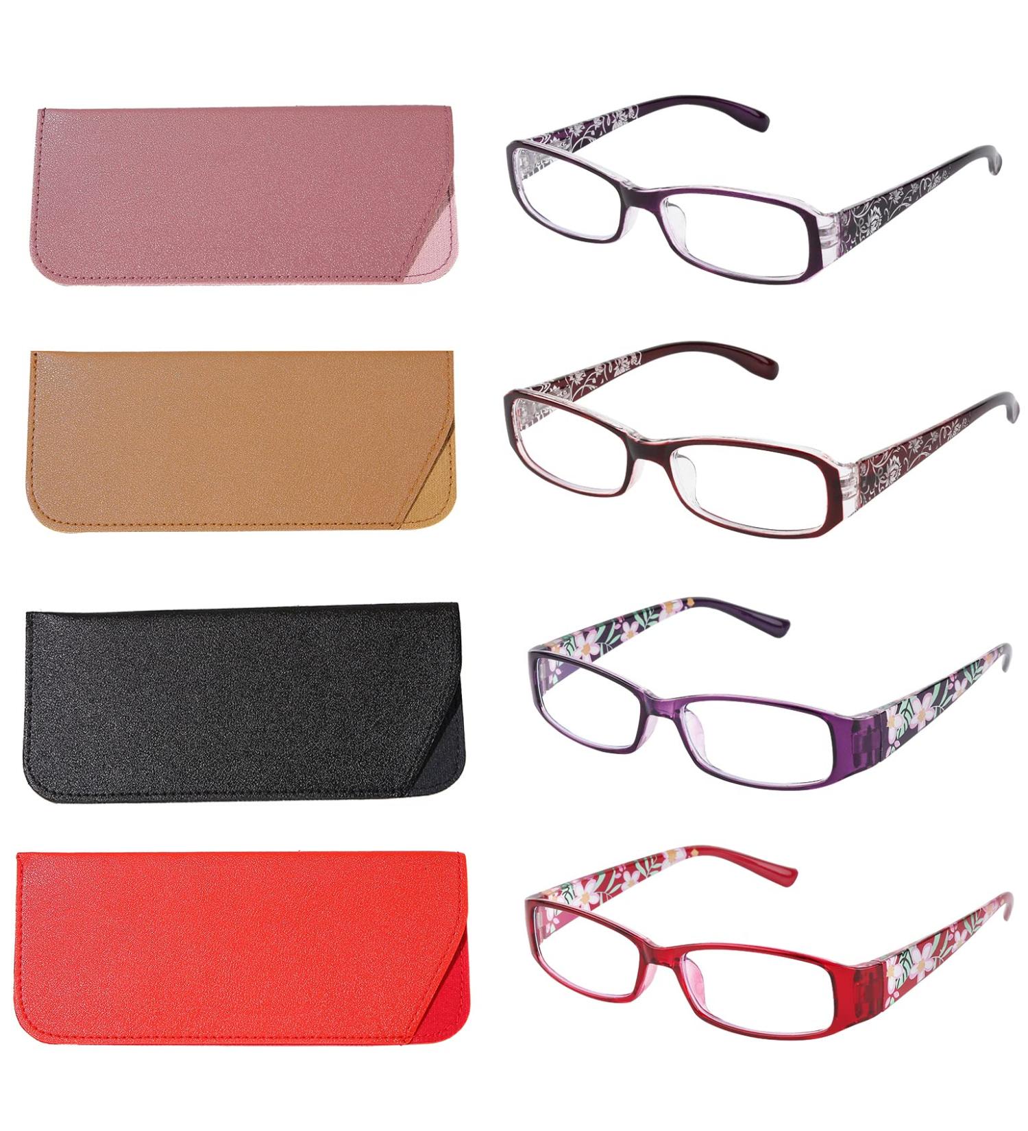 Lightweight Blue Light Blocking Reading Glasses for Women - 4 Pack 2.5x - Stylish Compact Eyeglasses for Computer Use - Buy Online on GoSupps.com