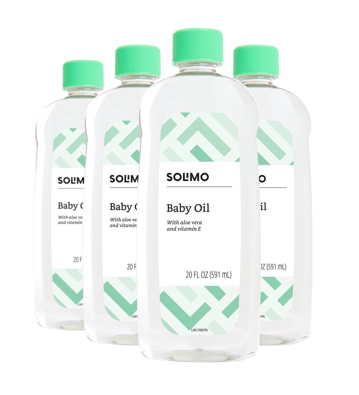 Solimo Baby Oil with Aloe Vera & Vitamin E - 20 Fl Oz (Pack of 4) - Buy Online on GoSupps.com