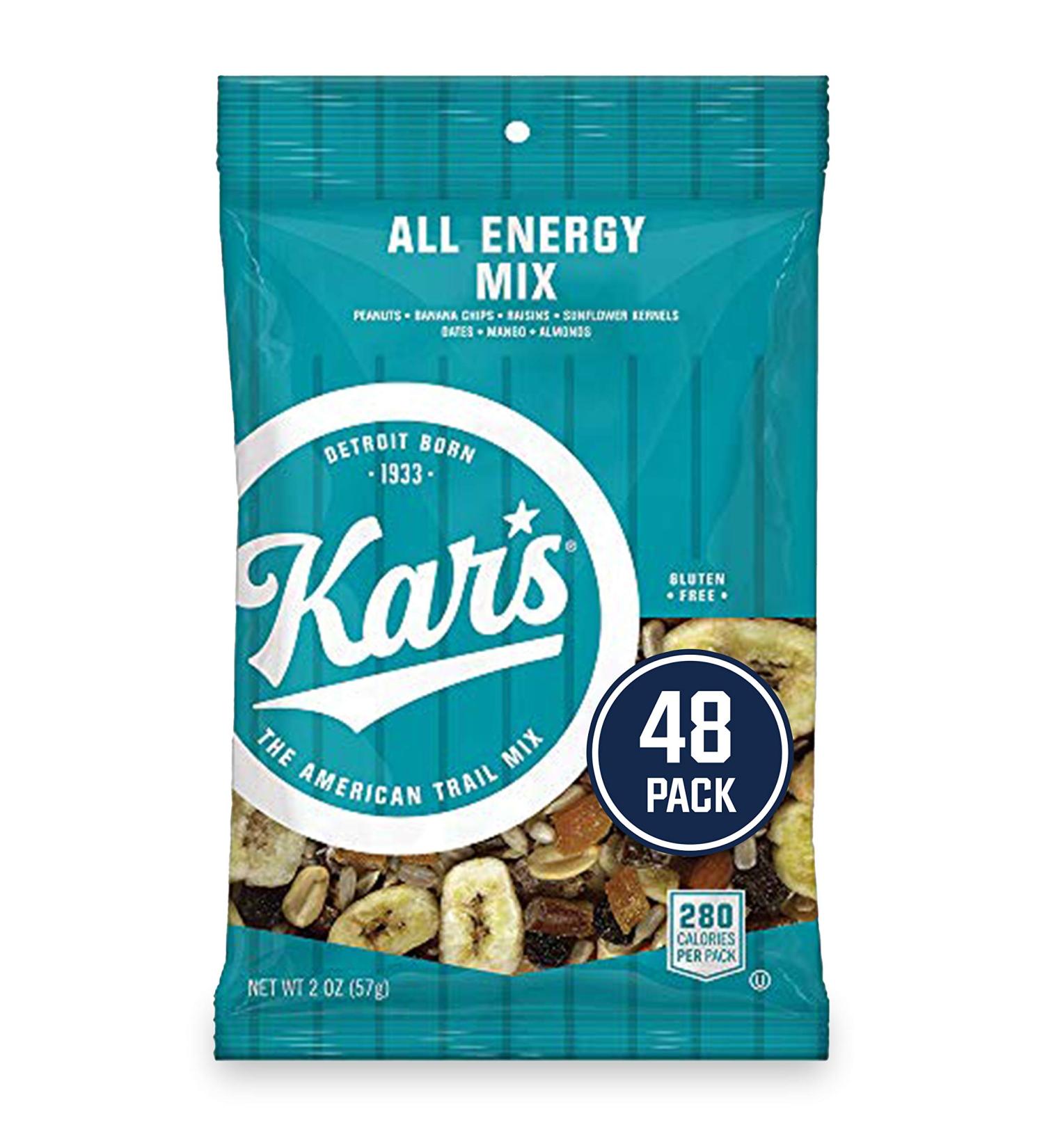 Kars Nuts All Energy Unsalted Trail Mix 2 oz Individual Packs - Bulk Pack of 48 | Gluten-Free Snacks - Buy Online on GoSupps.com