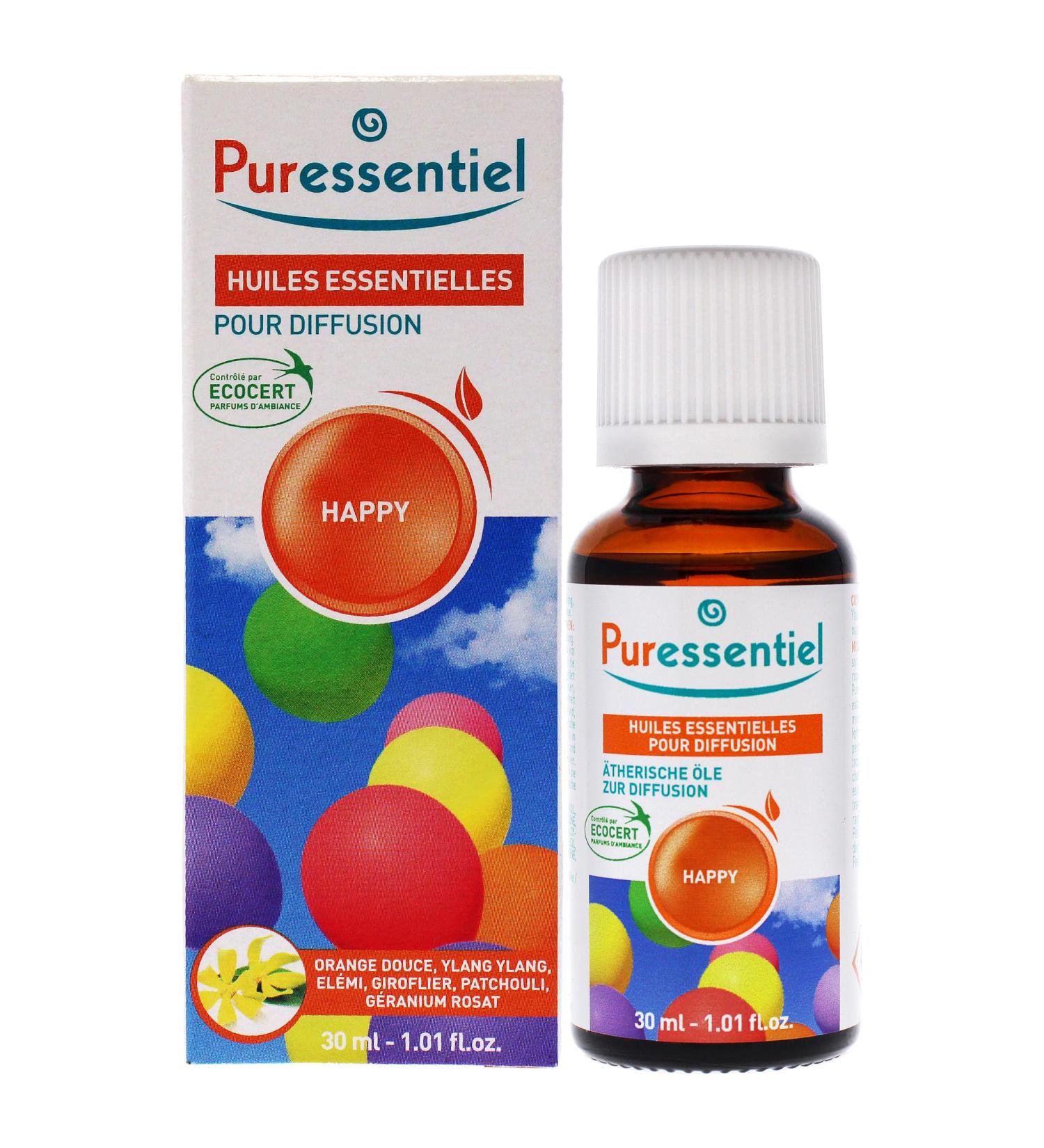 Puressentiel Happy Blend Essential Oils for Diffusion - Therapeutic Natural Vegan Aromatherapy Oil - 1 fl oz - Buy Online on GoSupps.com