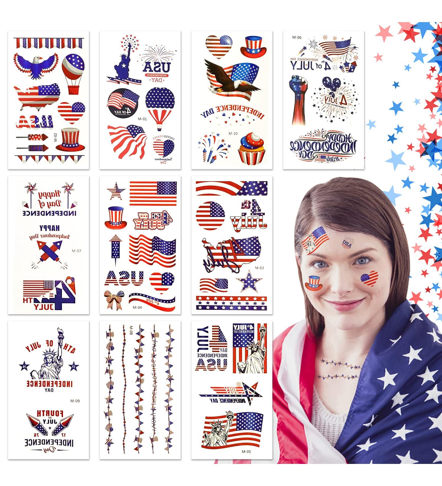 Patriotic 4th of July Temporary Tattoos - Complete Independence Day Collection - Buy Online on GoSupps.com